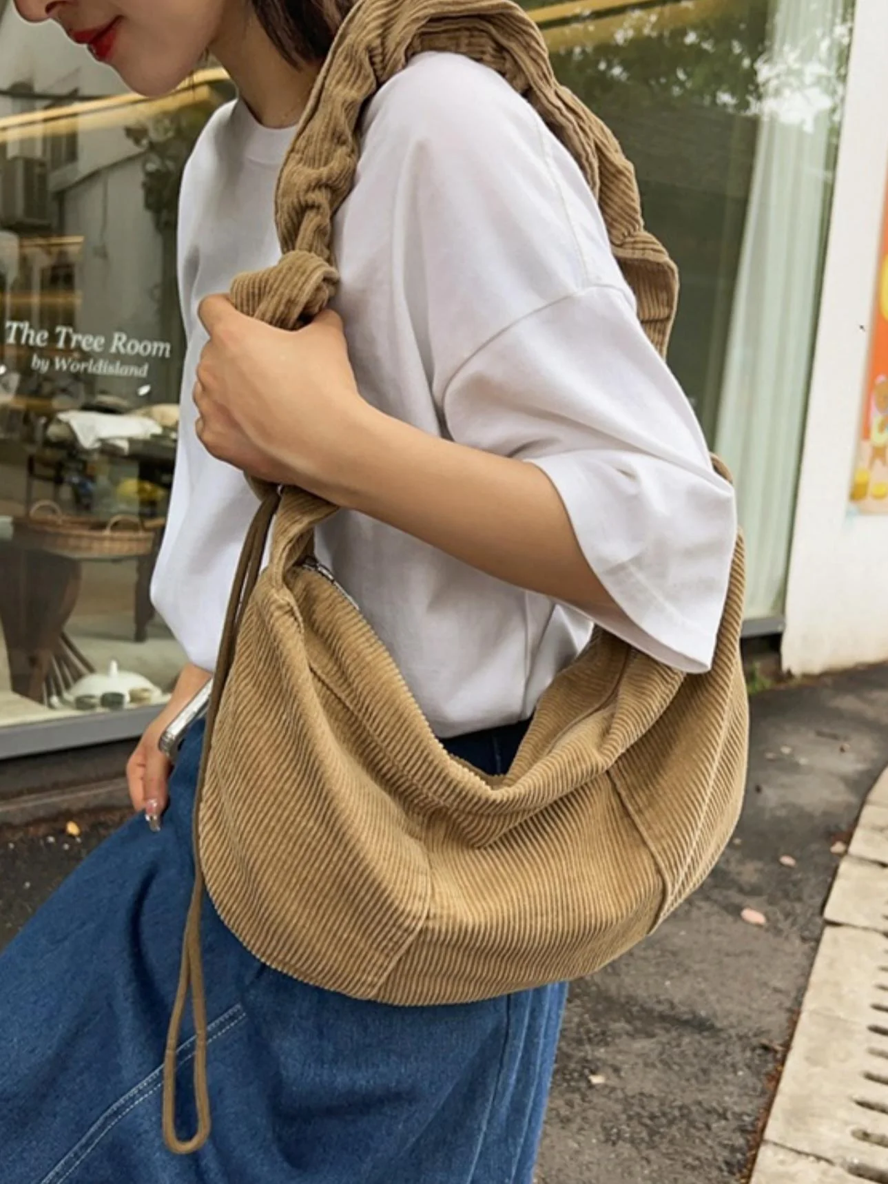 Striped Corduroy Crossbody Bag - Image 9