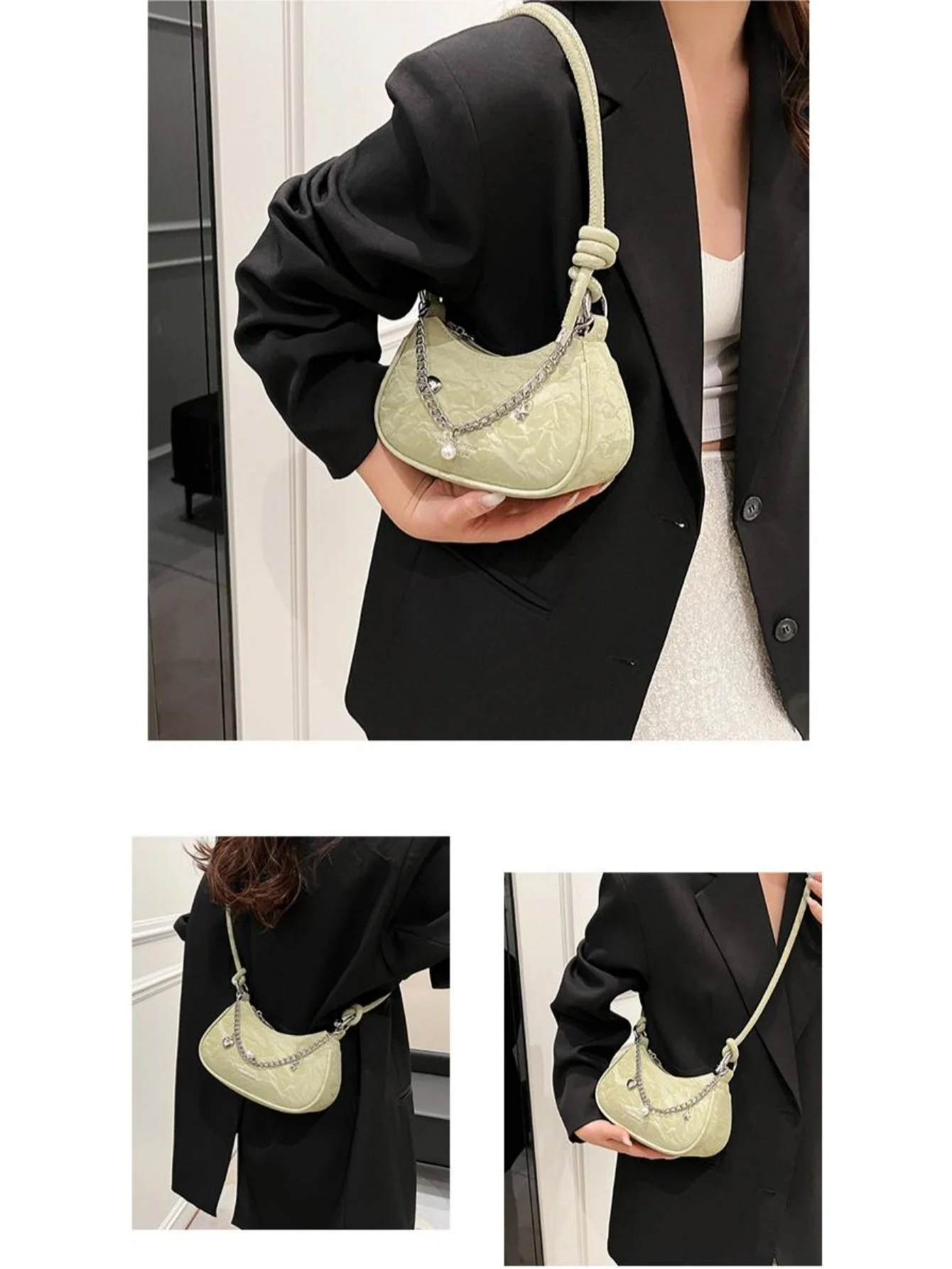 Heart-shaped Metal Chain Crossbody Bag - Image 20
