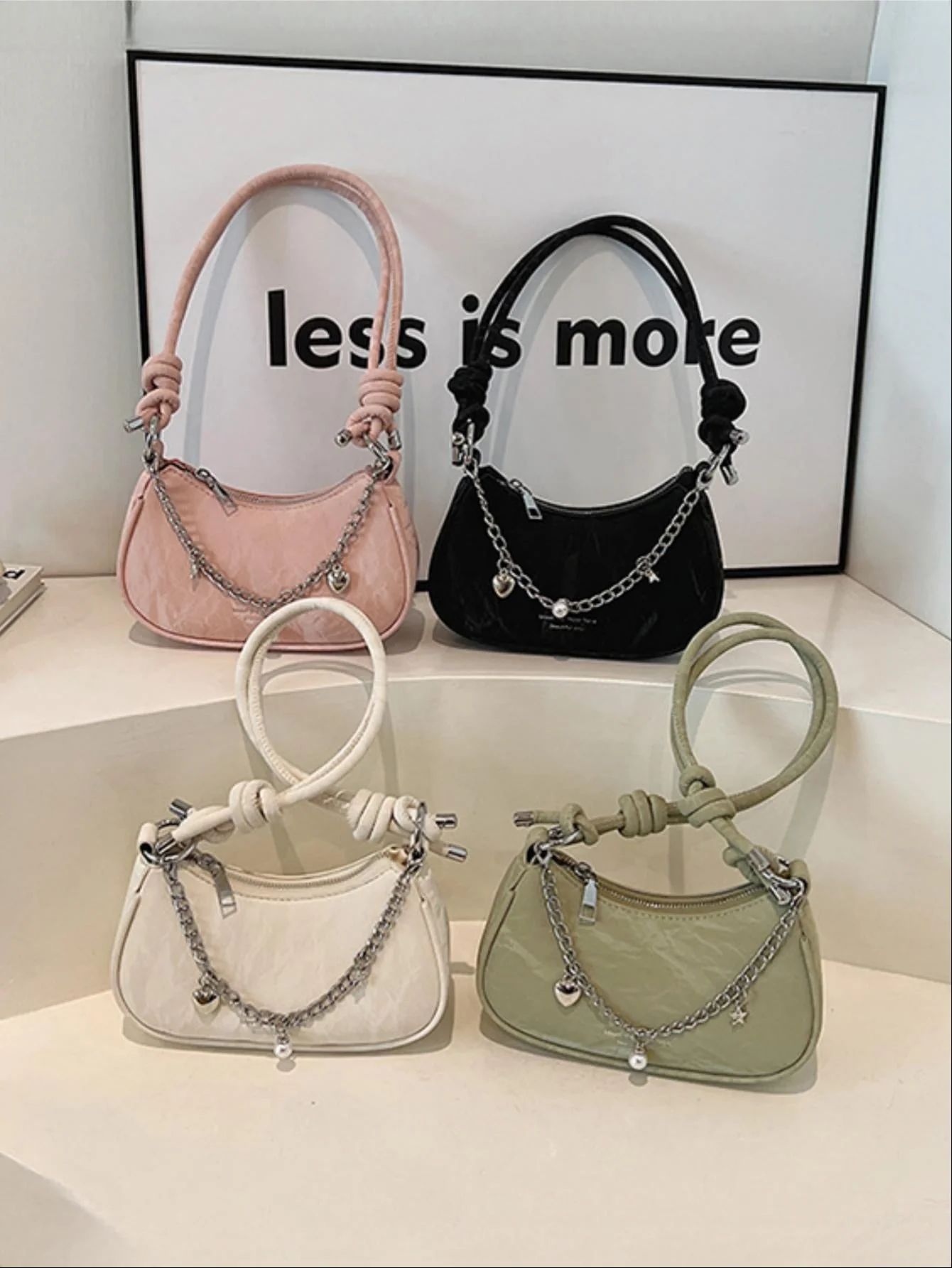 Heart-shaped Metal Chain Crossbody Bag - Image 21