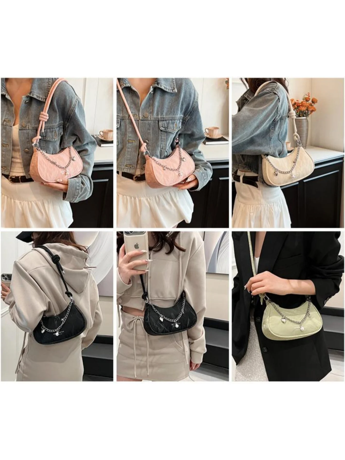 Heart-shaped Metal Chain Crossbody Bag - Image 22