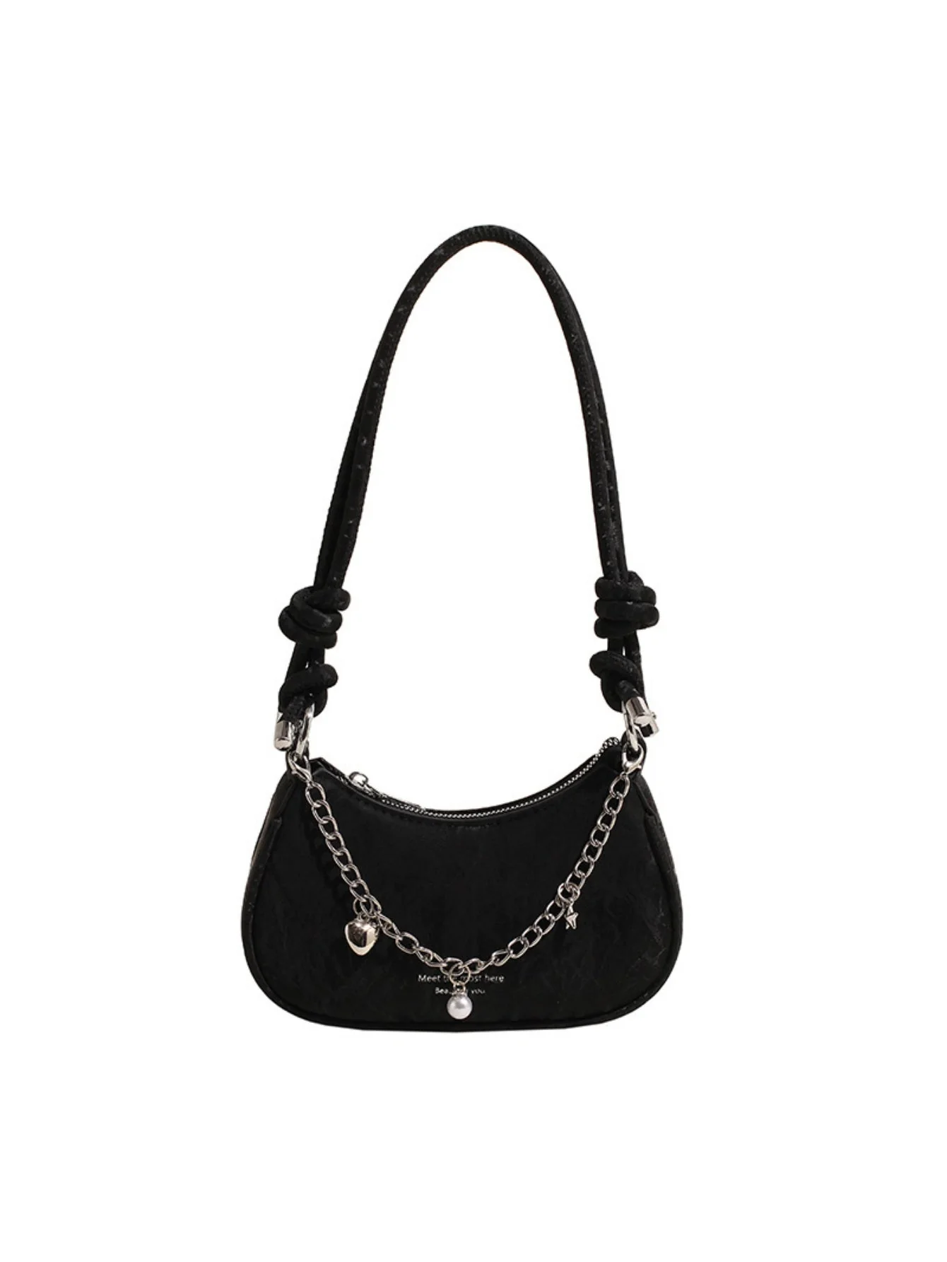 Heart-shaped Metal Chain Crossbody Bag - Image 5