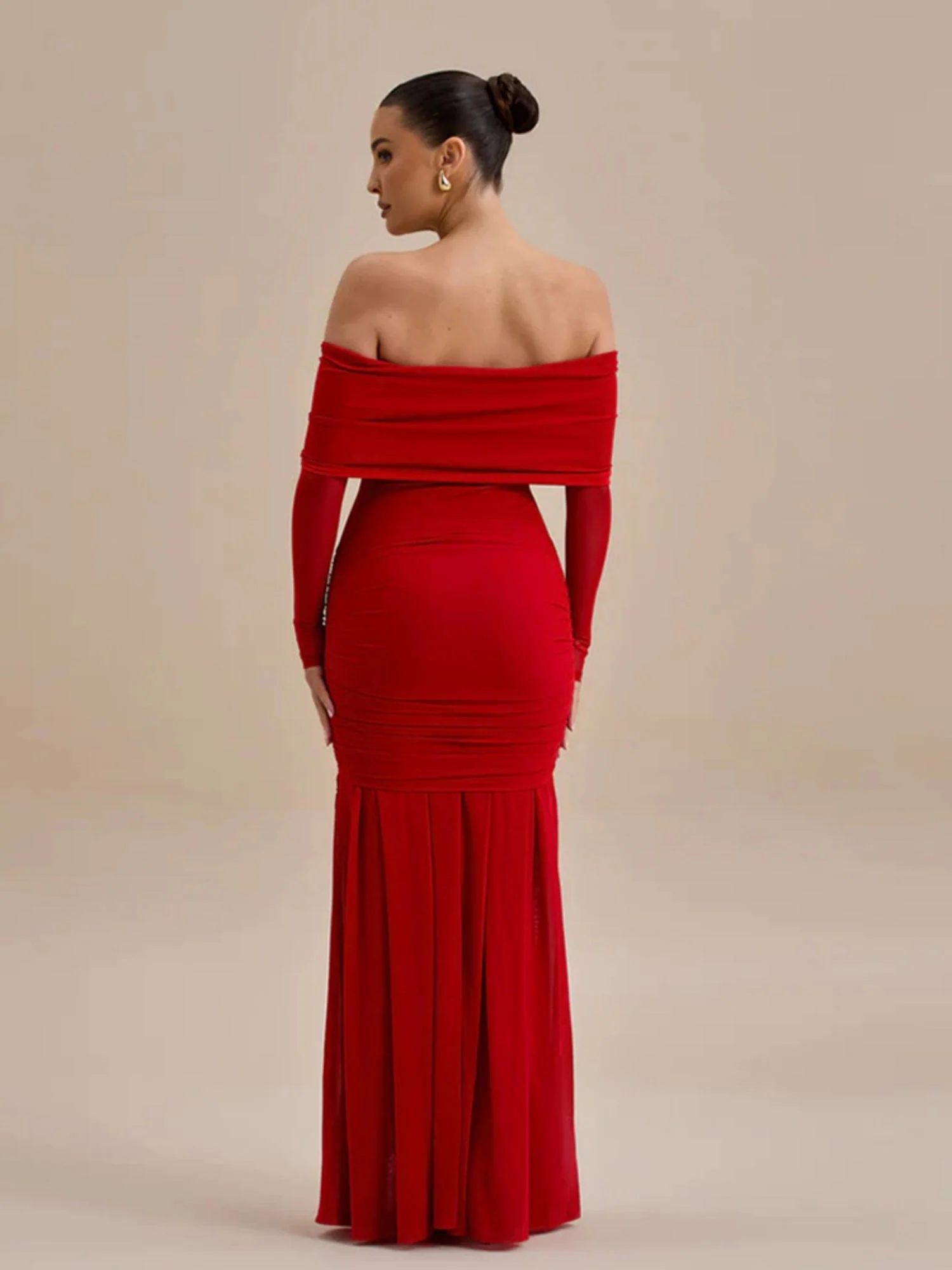3D Flowers Valentine's Day Off-shoulder Pleated Maxi Dresses - Image 3