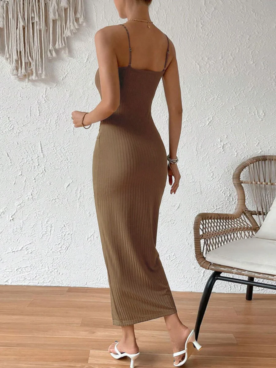 Fitted Waist, Bodycon, Slit, Sexy Backless Halter Dress - Image 8