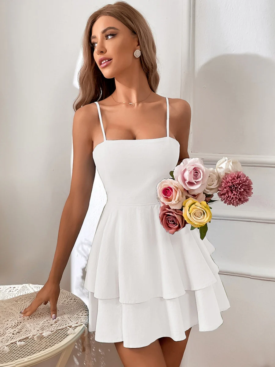 Pure Cotton Backless Bow Tie Mini&Short Dresses - Image 18