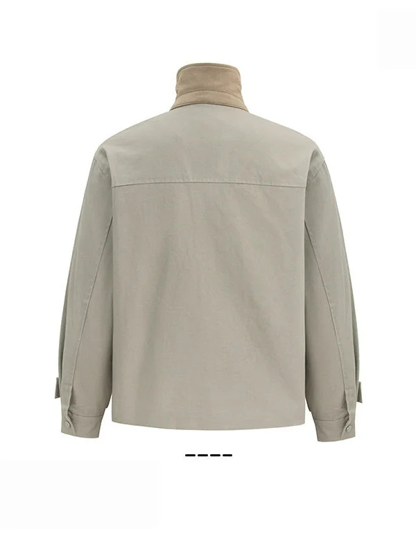 Printed Contrasting Colors Lapel Loose Work Jacket - Image 4