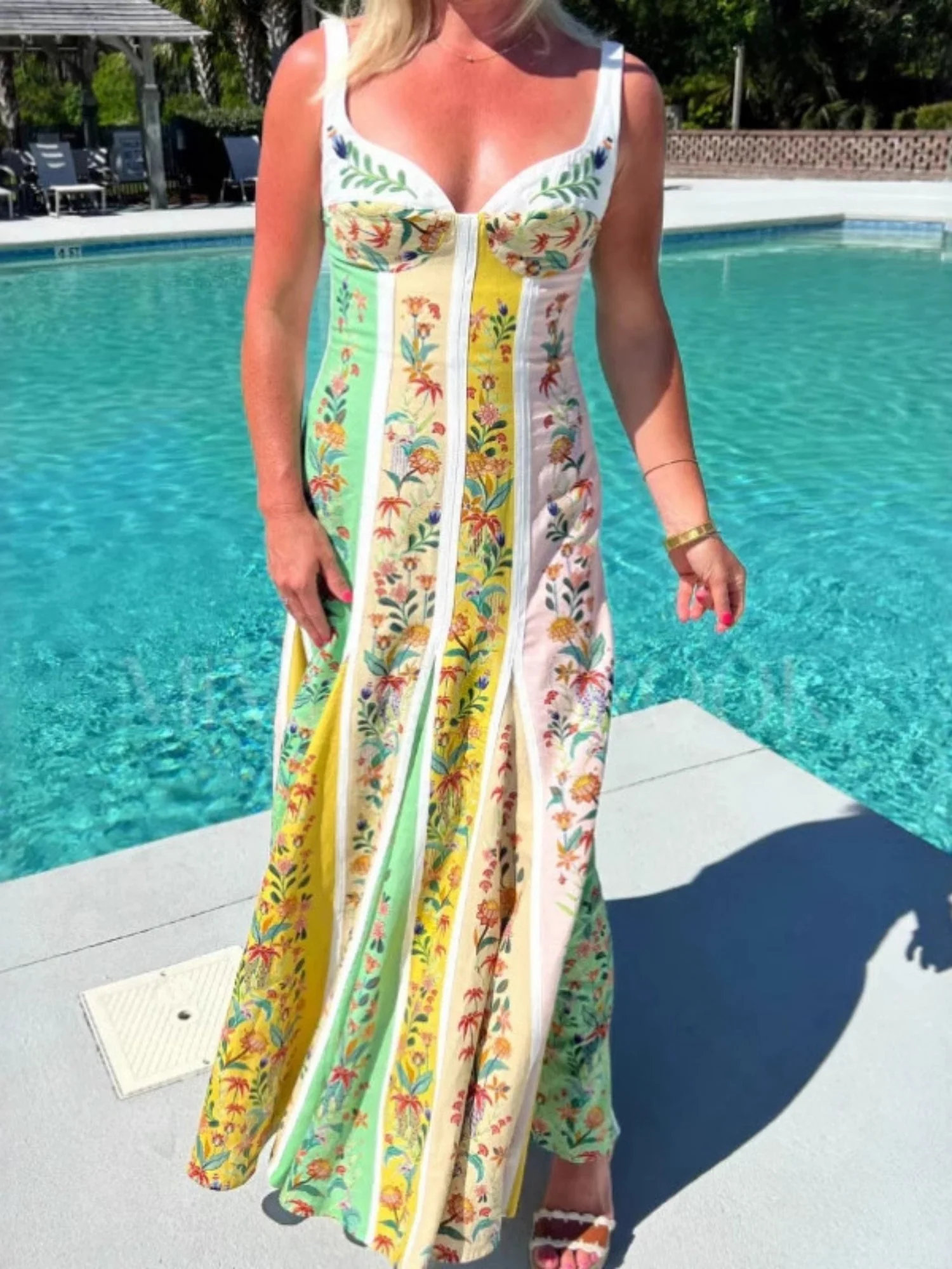 Floral Print Camisoles Maxi Dresses