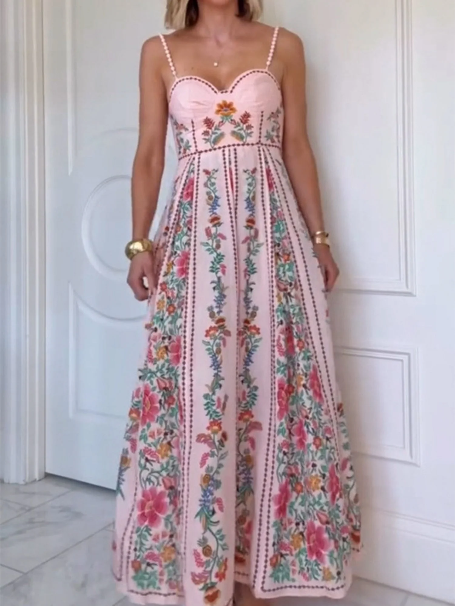 Floral Print Camisoles Maxi Dresses - Image 4