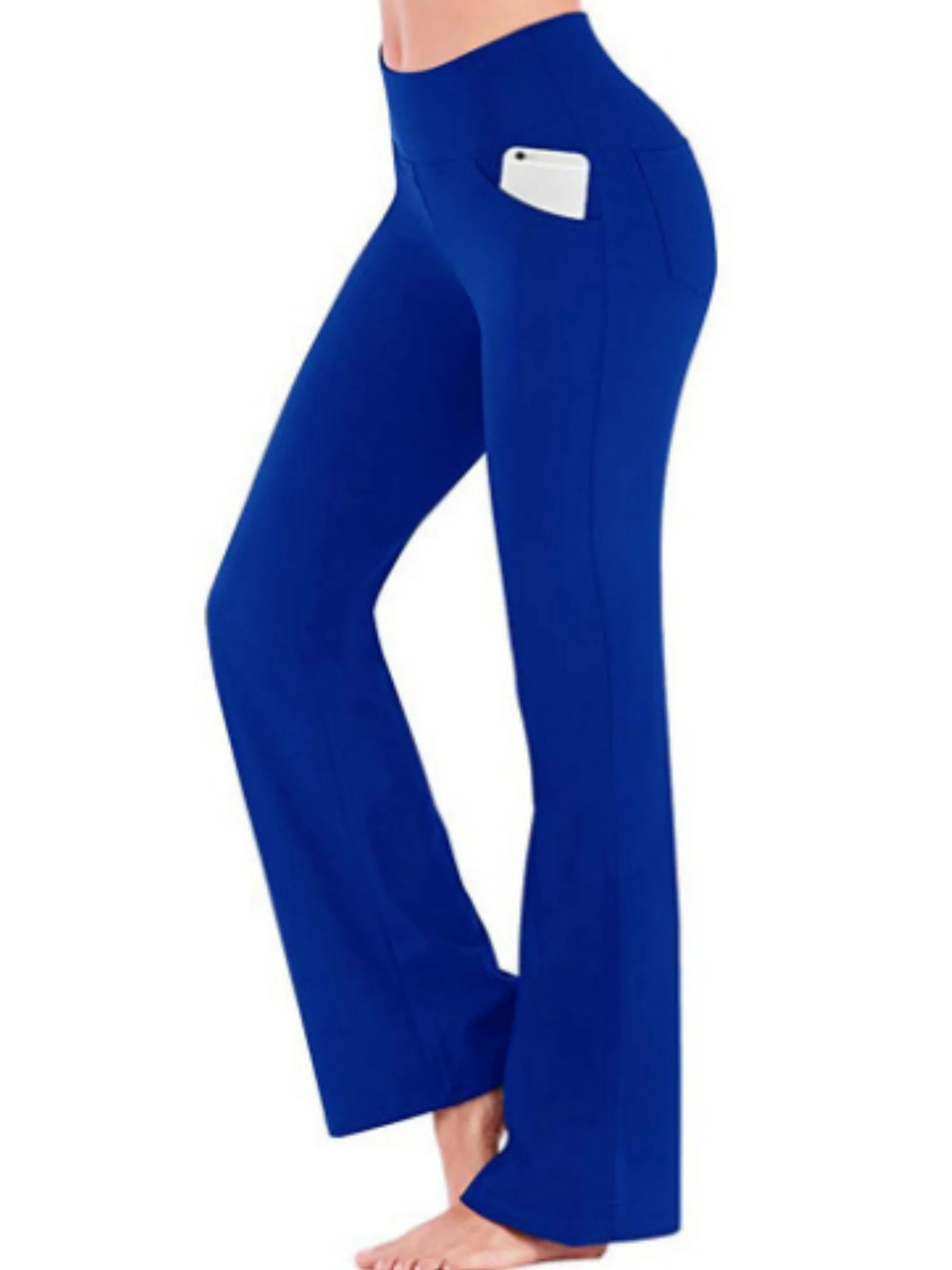 Pocket Exercise Yoga Fitness High-waisted, Tummy-flattening Elastic Flared Trousers - Image 4