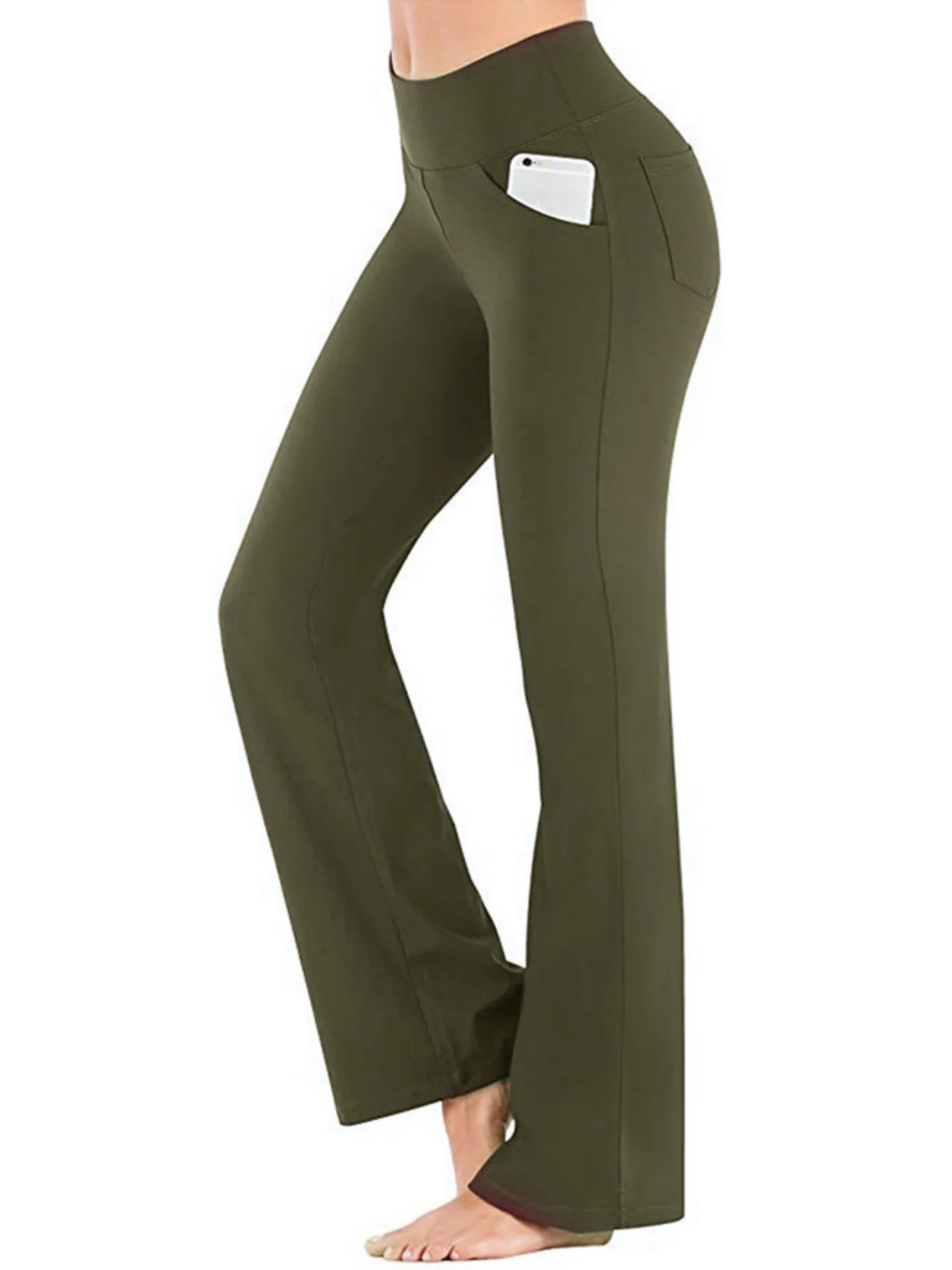 Pocket Exercise Yoga Fitness High-waisted, Tummy-flattening Elastic Flared Trousers - Image 5