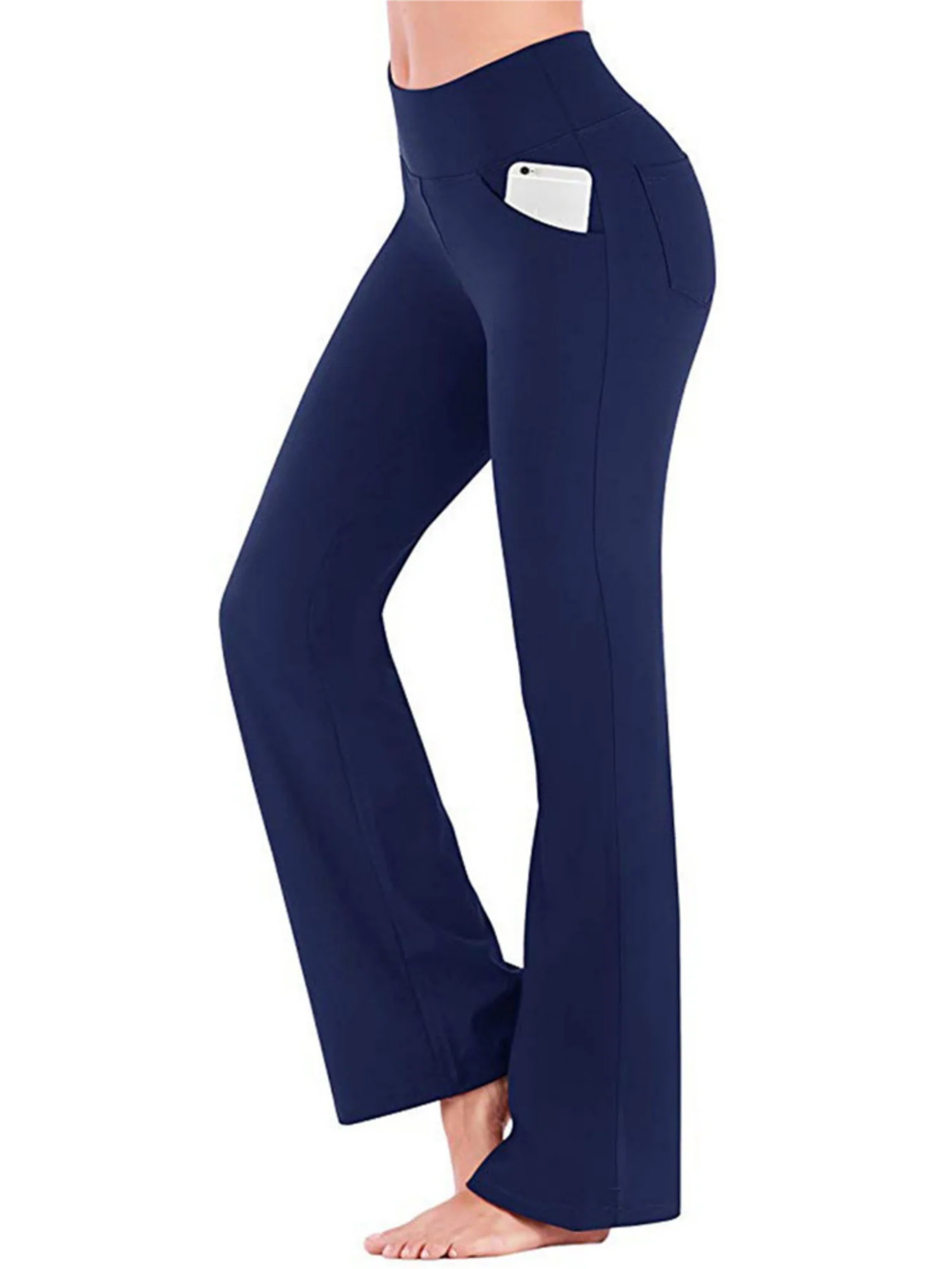 Pocket Exercise Yoga Fitness High-waisted, Tummy-flattening Elastic Flared Trousers - Image 6