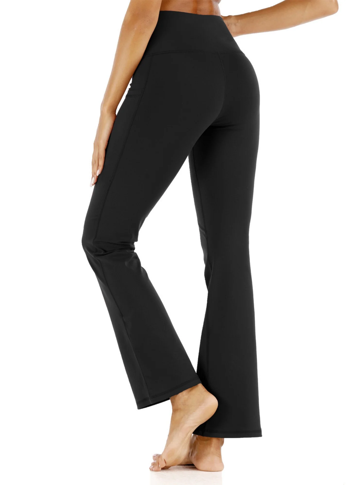 Pocket Exercise Yoga Fitness High-waisted, Tummy-flattening Elastic Flared Trousers - Image 7