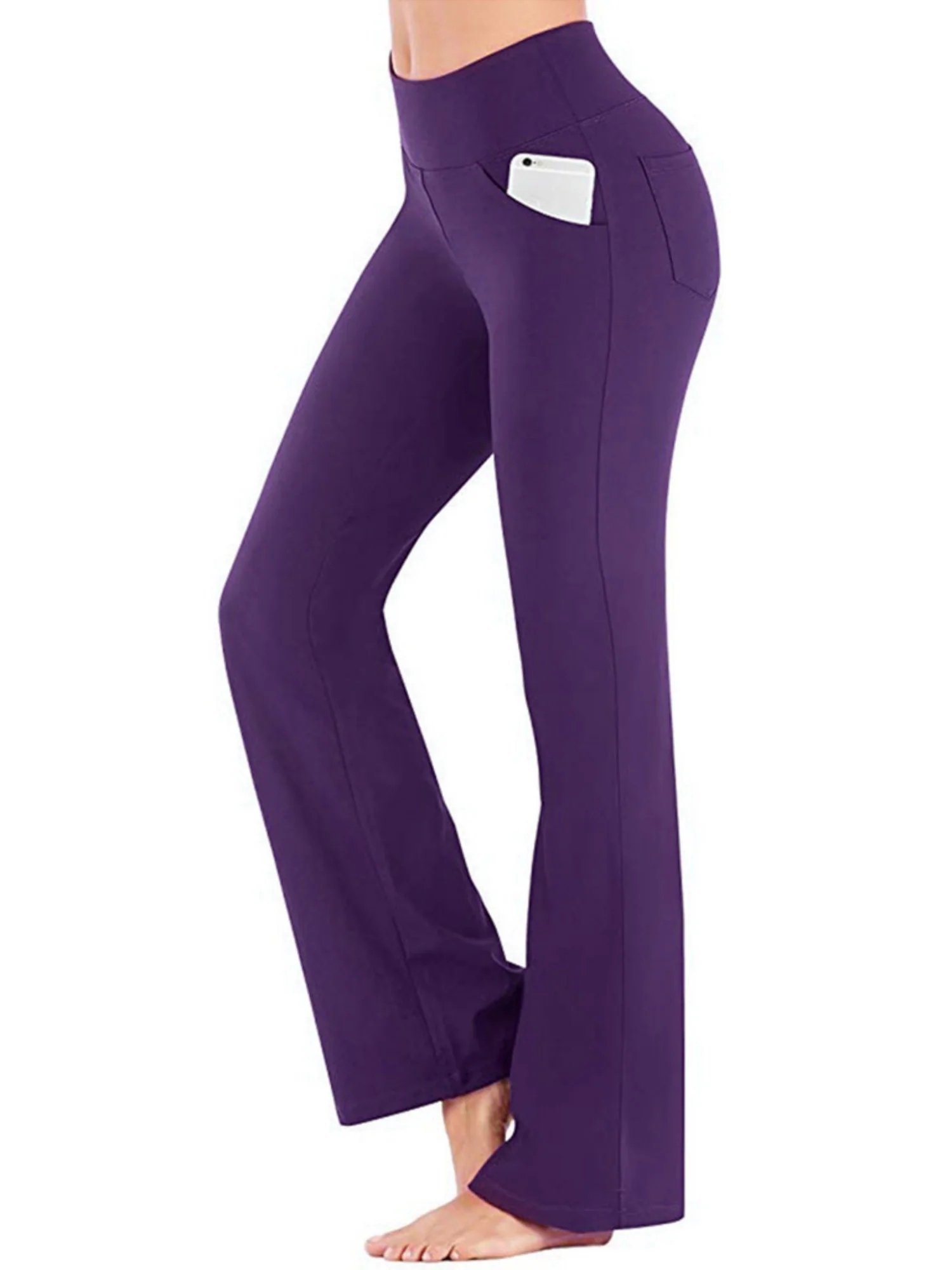 Pocket Exercise Yoga Fitness High-waisted, Tummy-flattening Elastic Flared Trousers - Image 9