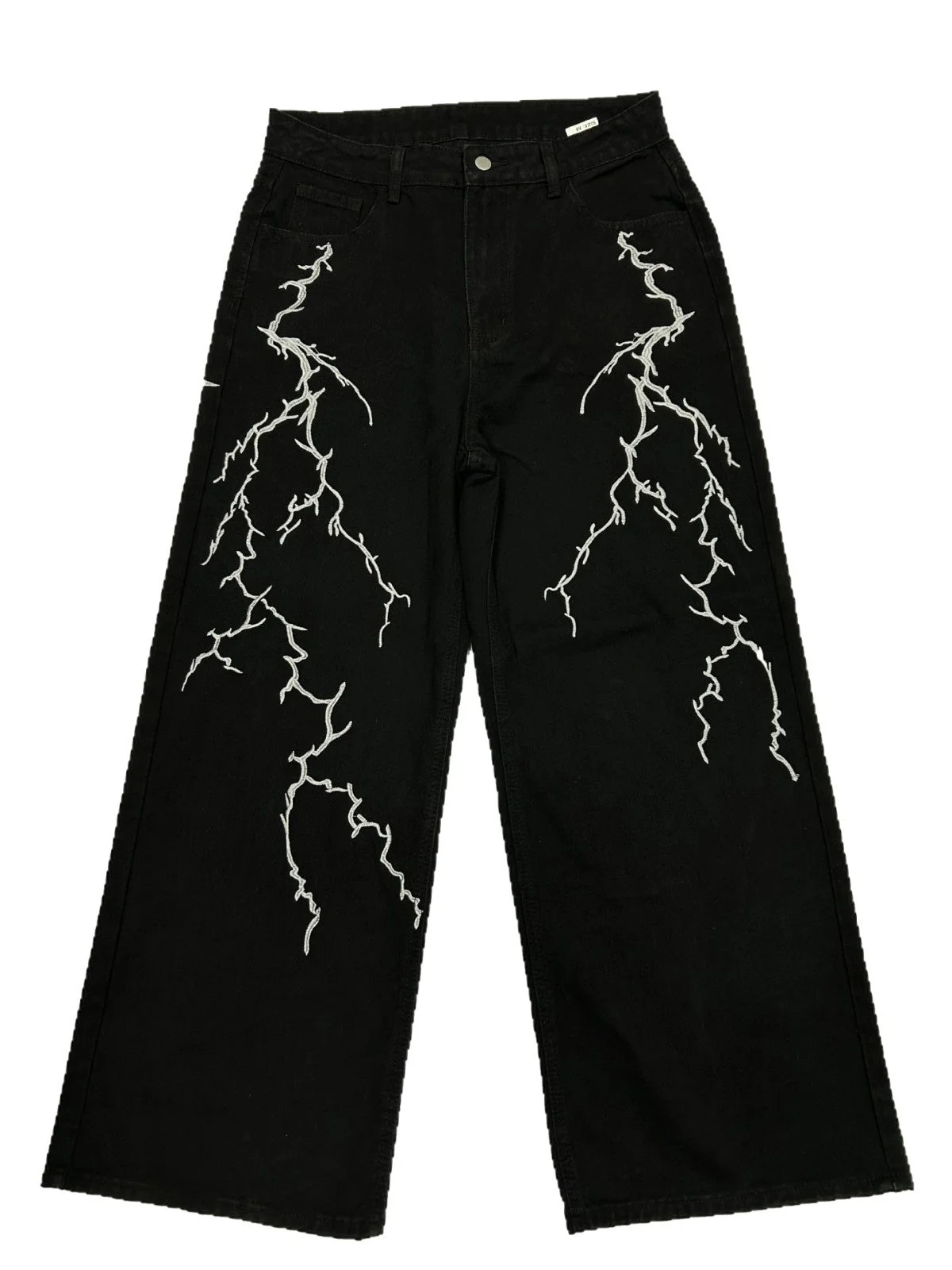 Embroidery Lightning Pattern Loose Jeans - Image 4