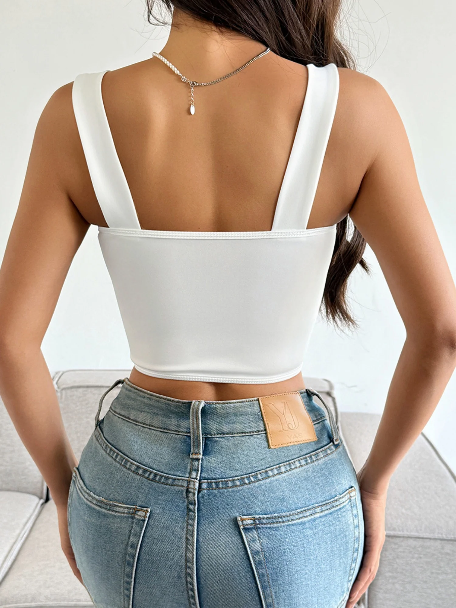 Mesh See-through Color Blocking Cotton Breast Bone Bra - Image 6