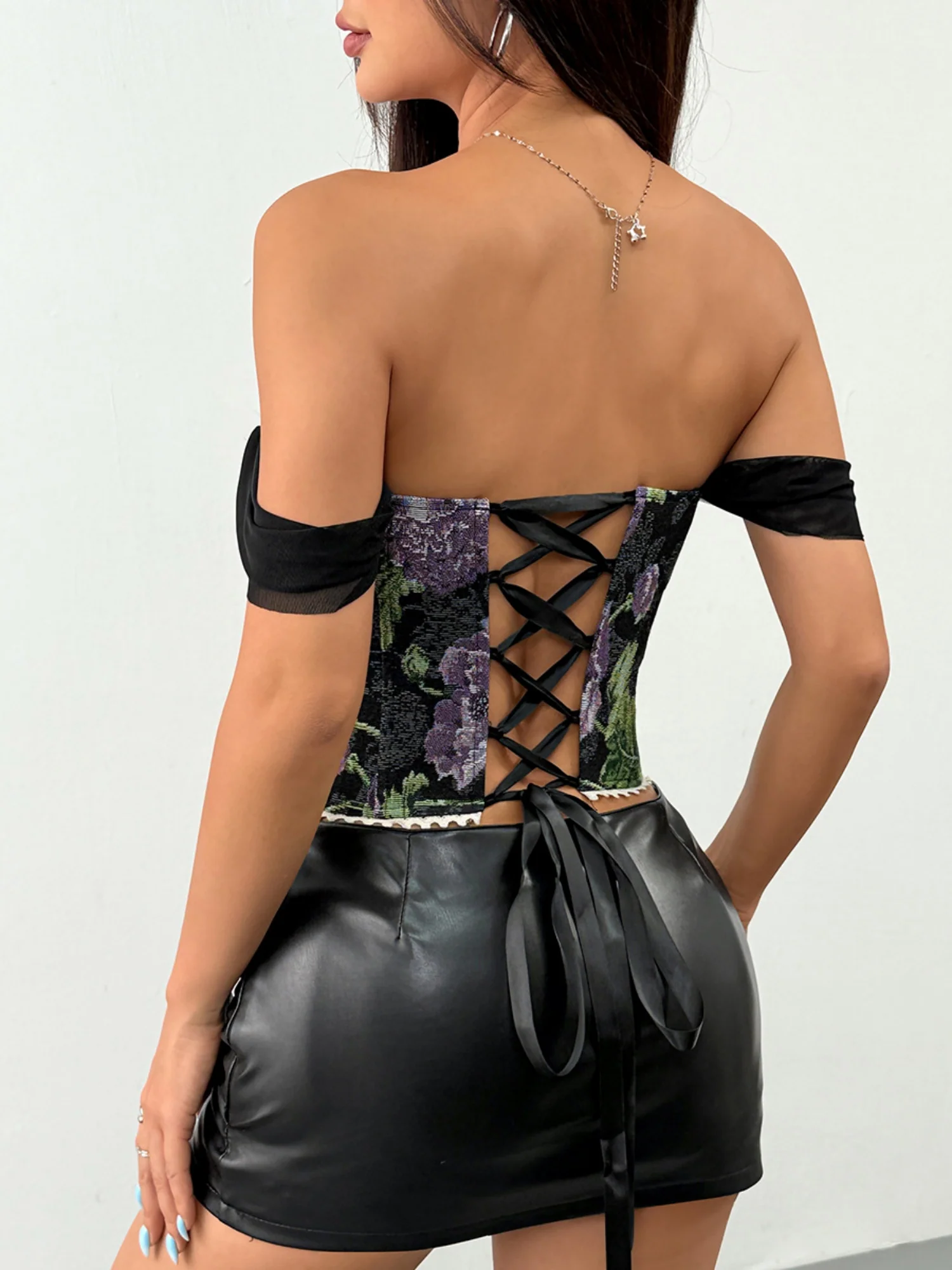 Jacquard Strapless Lace Tethered Fish Bones Strapless Bra - Image 18