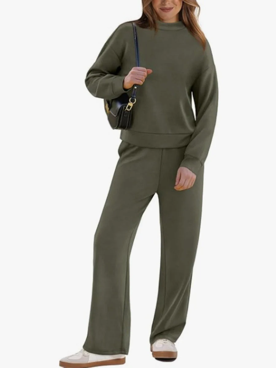 Sports Casual Suit Long-sleeved Pullover Sweatshirt Wide-leg Pants 2-piece Sets - Image 10