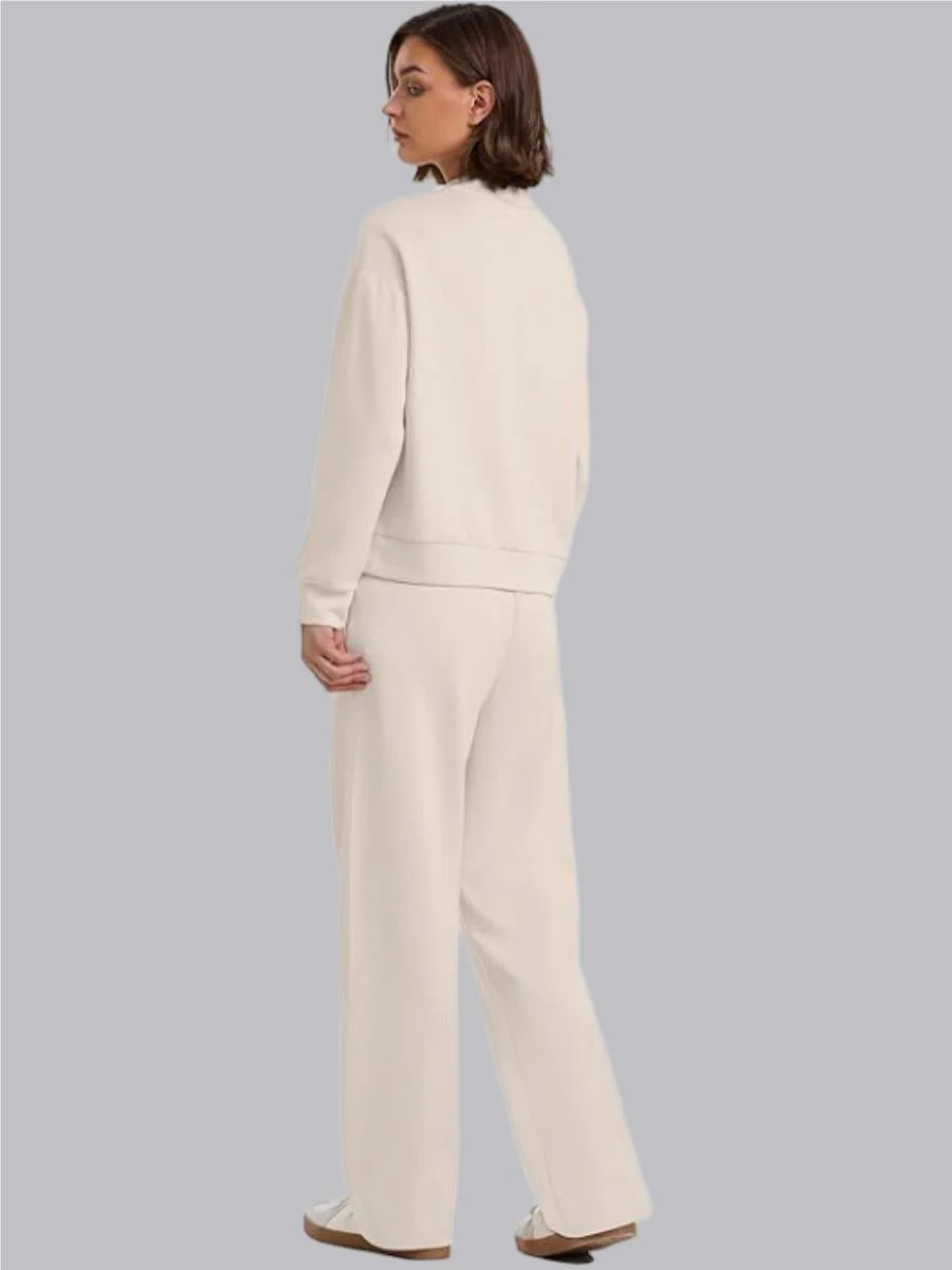 Sports Casual Suit Long-sleeved Pullover Sweatshirt Wide-leg Pants 2-piece Sets - Image 2
