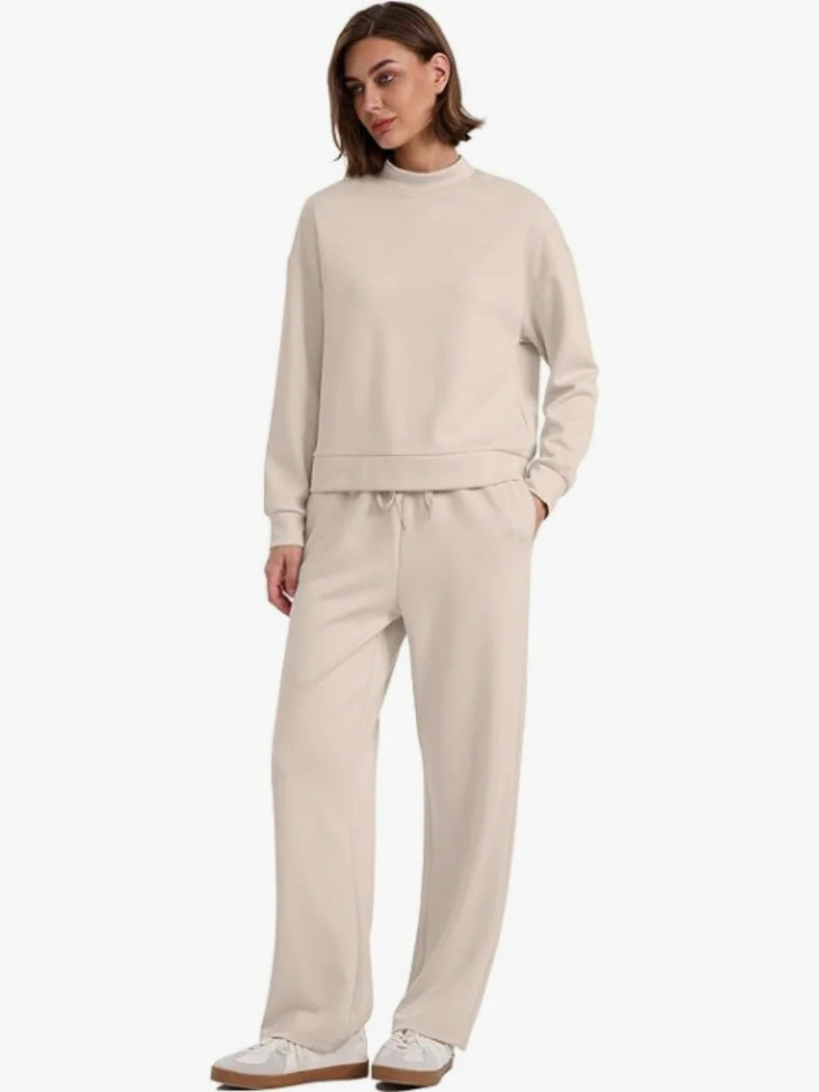 Sports Casual Suit Long-sleeved Pullover Sweatshirt Wide-leg Pants 2-piece Sets - Image 4