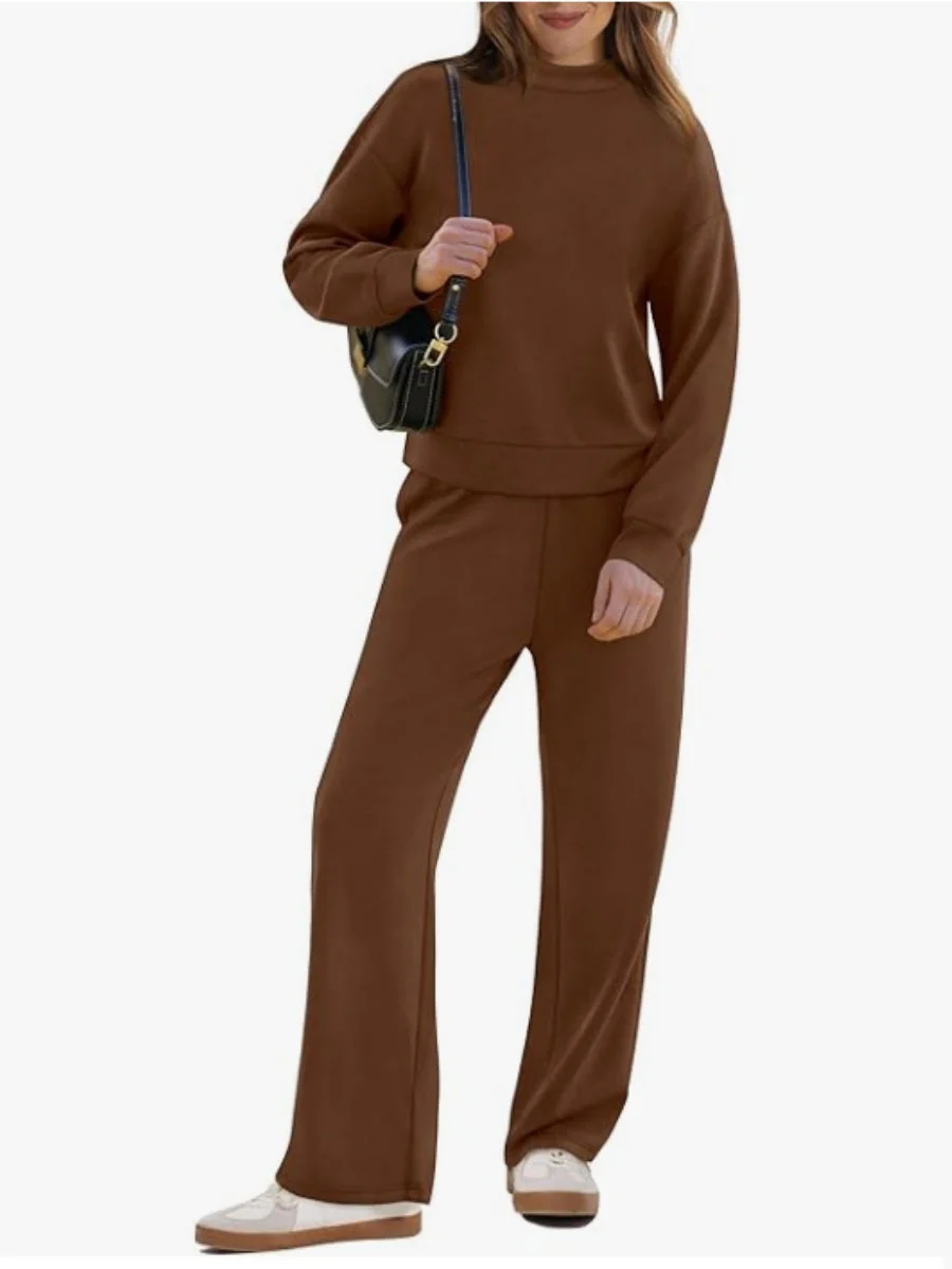 Sports Casual Suit Long-sleeved Pullover Sweatshirt Wide-leg Pants 2-piece Sets - Image 5
