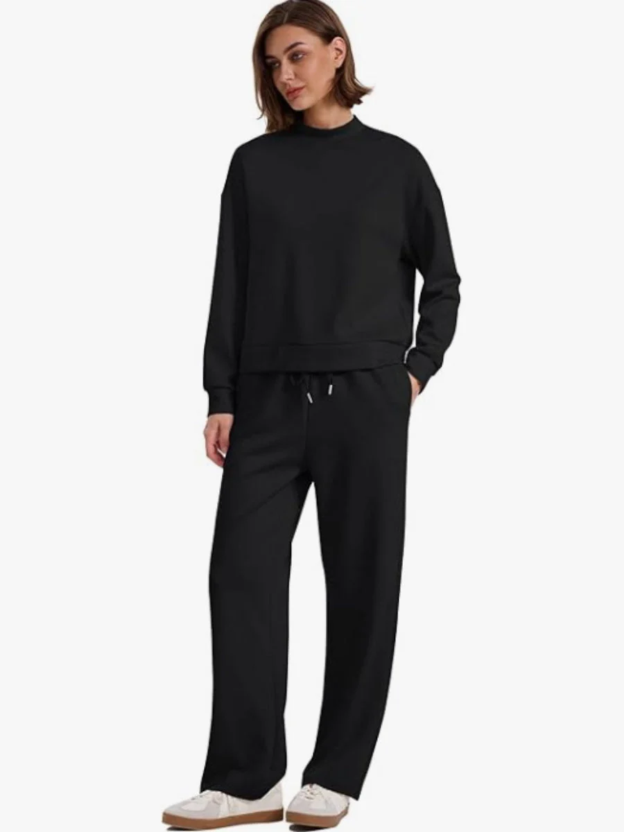 Sports Casual Suit Long-sleeved Pullover Sweatshirt Wide-leg Pants 2-piece Sets - Image 8