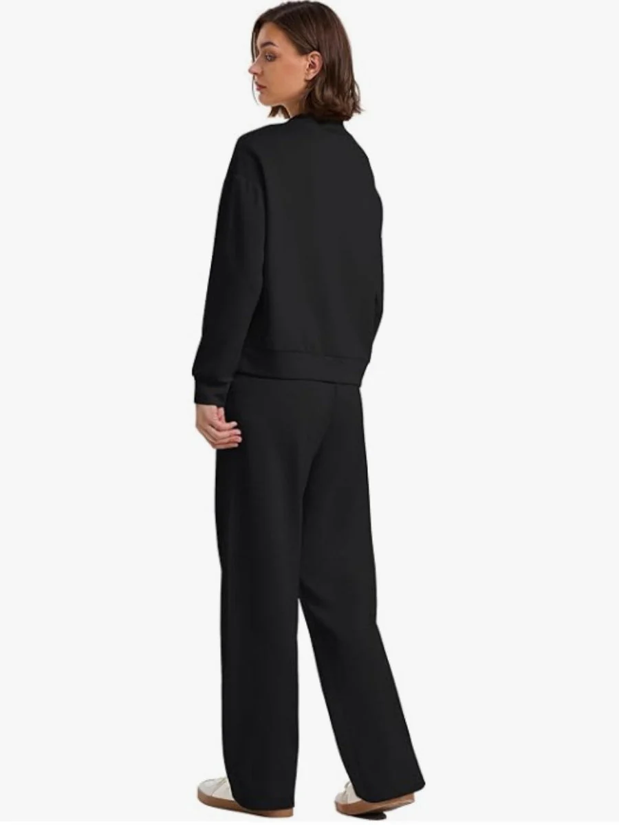 Sports Casual Suit Long-sleeved Pullover Sweatshirt Wide-leg Pants 2-piece Sets - Image 9