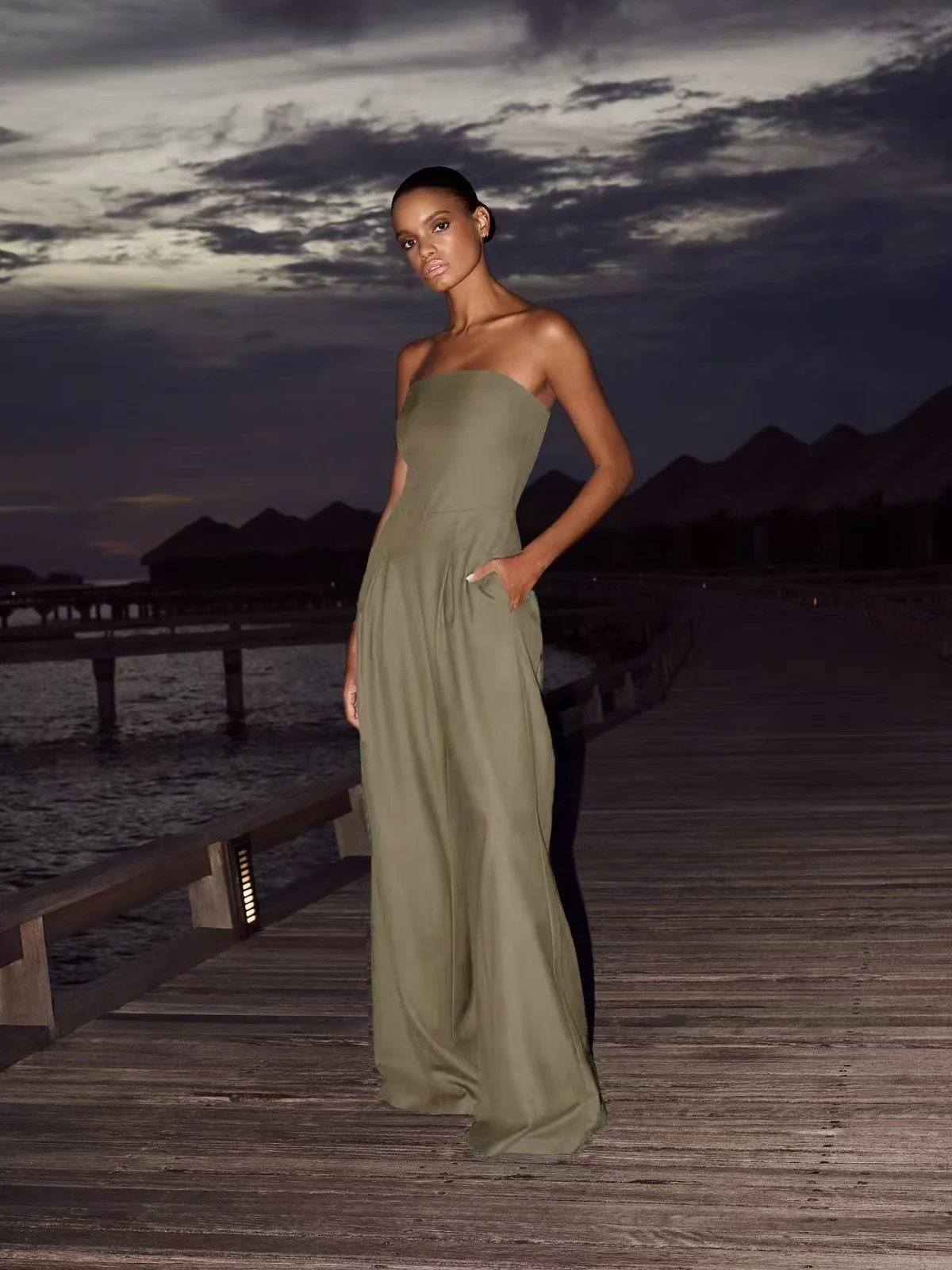 Sexy Slim-fitting Wrap-style Long Jumpsuit - Image 11