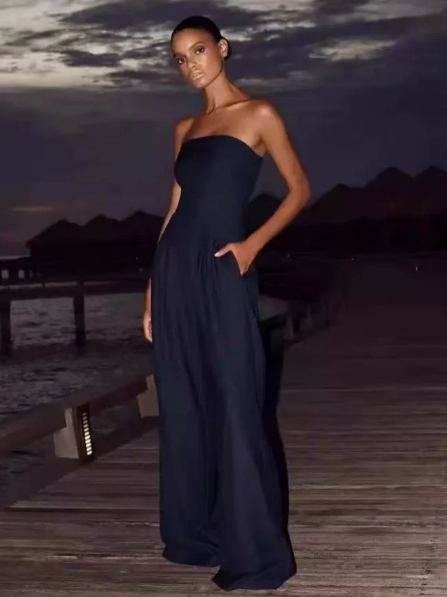 Sexy Slim-fitting Wrap-style Long Jumpsuit - Image 4
