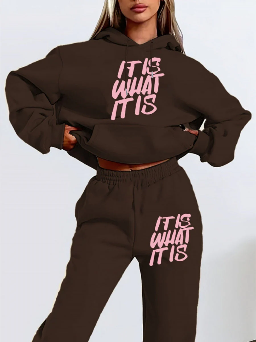 Printed Letter Leisure Hoodies Sweatpants 2-piece Sets - Image 8