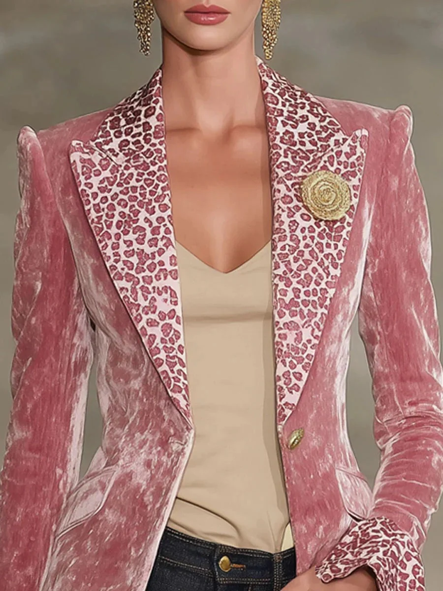 Long Sleeve Lapel Digital Printing Velvet Blazers - Image 4