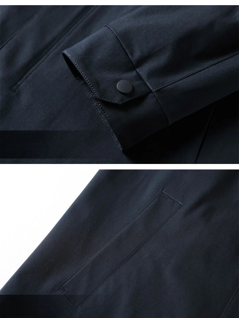 Stand Collar Hooded Business Leisure Medium And Long Trench Coats - Image 7