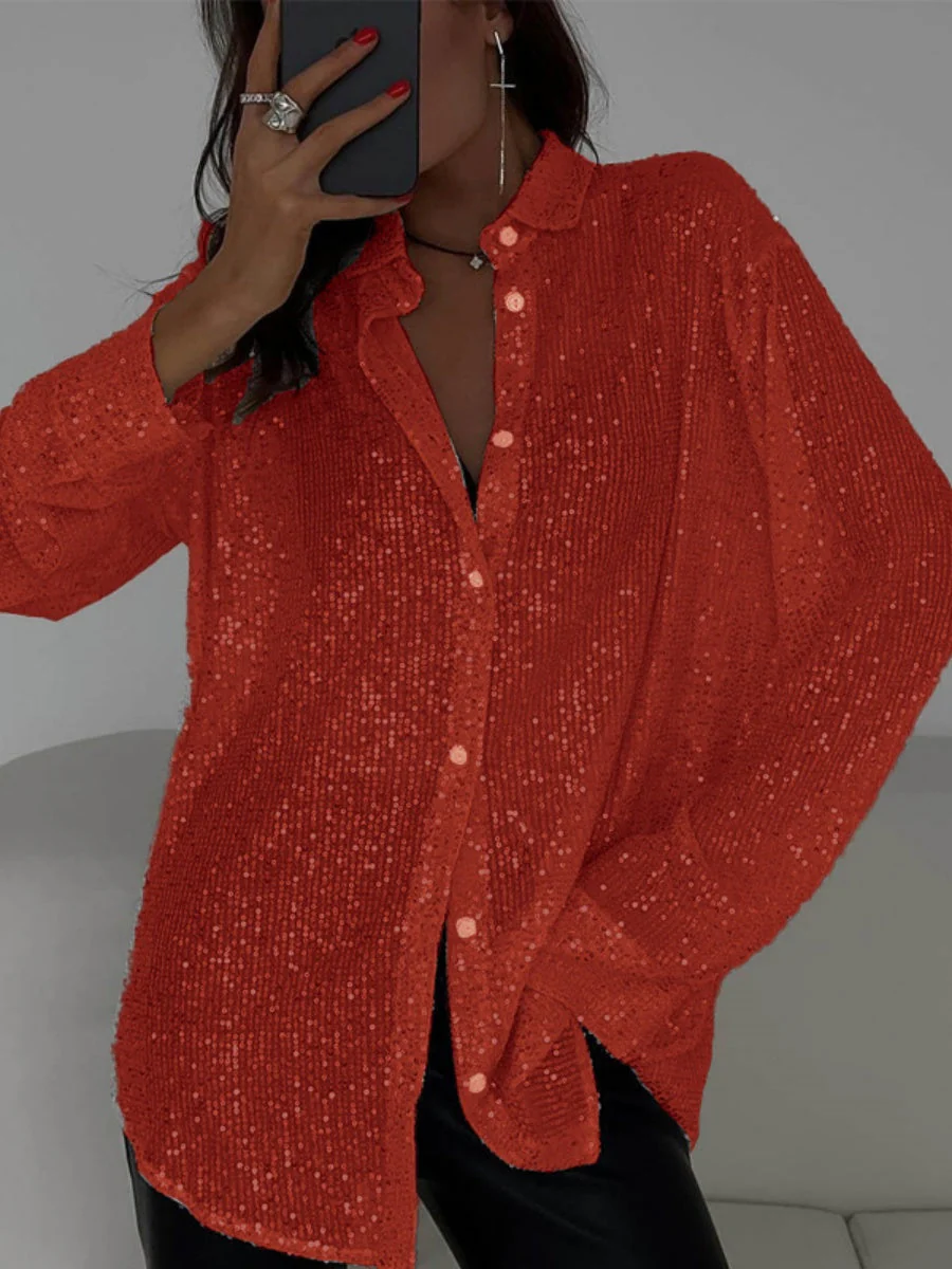 Long Sleeve Cardigan Sequins Design Shirts - Image 10