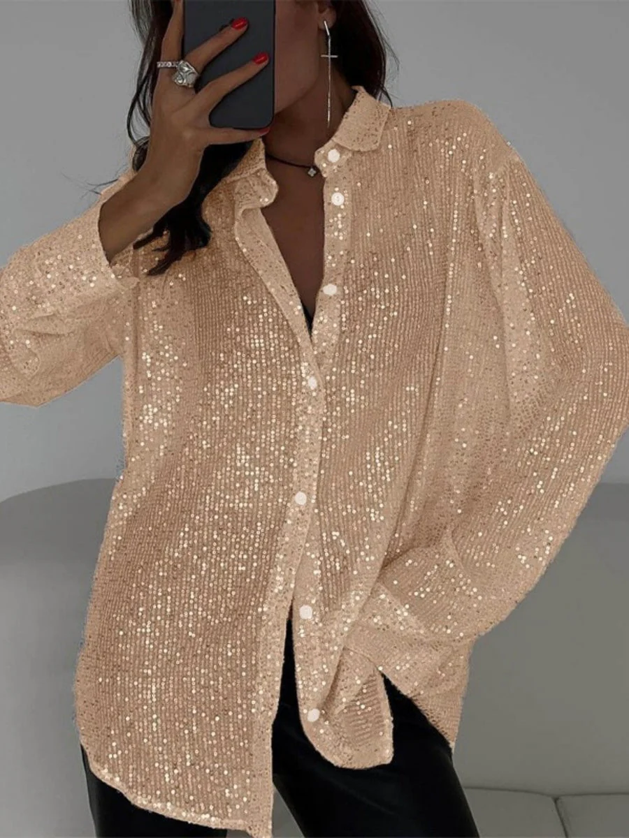 Long Sleeve Cardigan Sequins Design Shirts - Image 12