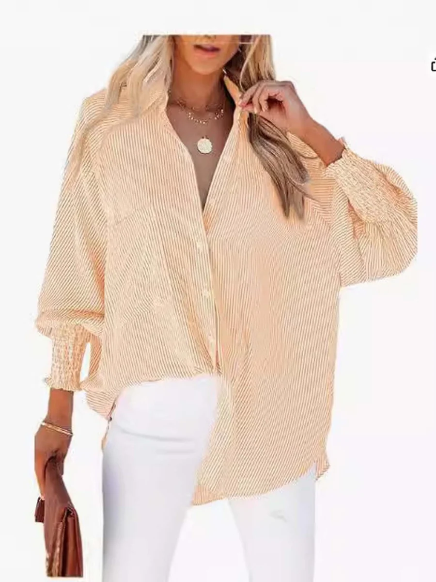 Loose-fit Long Sleeve Stripes Stripes Shirts - Image 4
