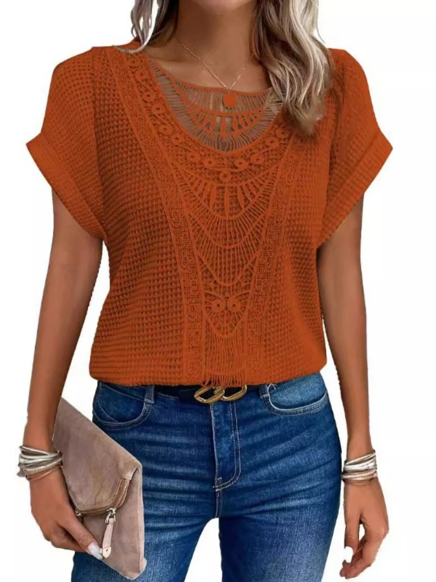 Trim Splicing Knitting Leisure T-shirts - Image 3