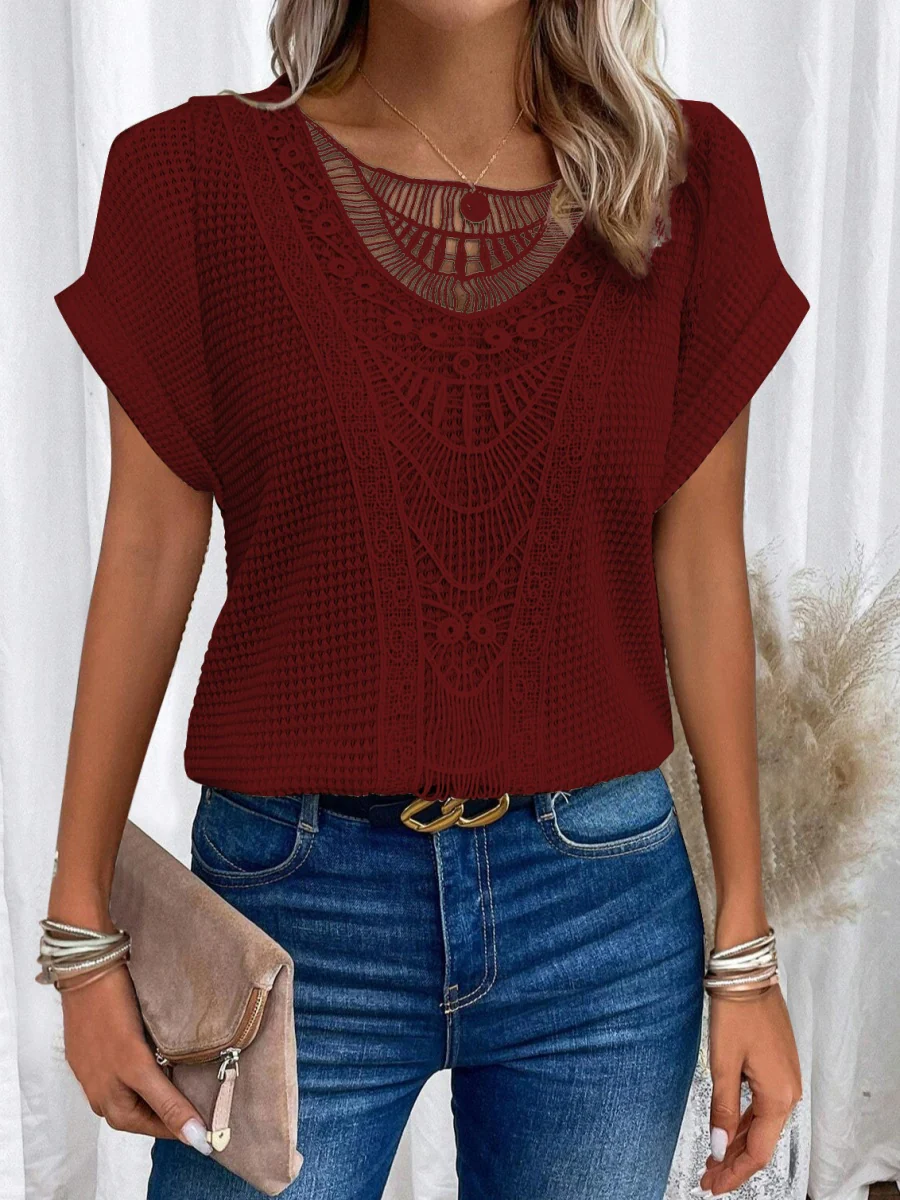 Trim Splicing Knitting Leisure T-shirts - Image 5