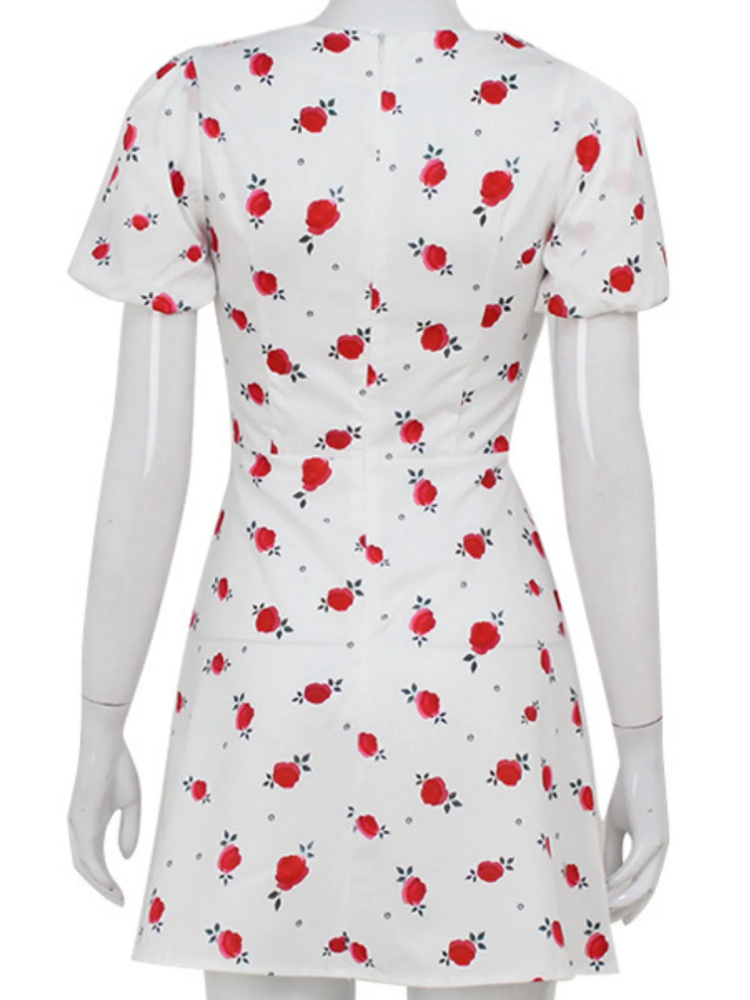 Floral Waist Shaping Puff Short Sleeves Sweet Mini&Short Dresses - Image 5