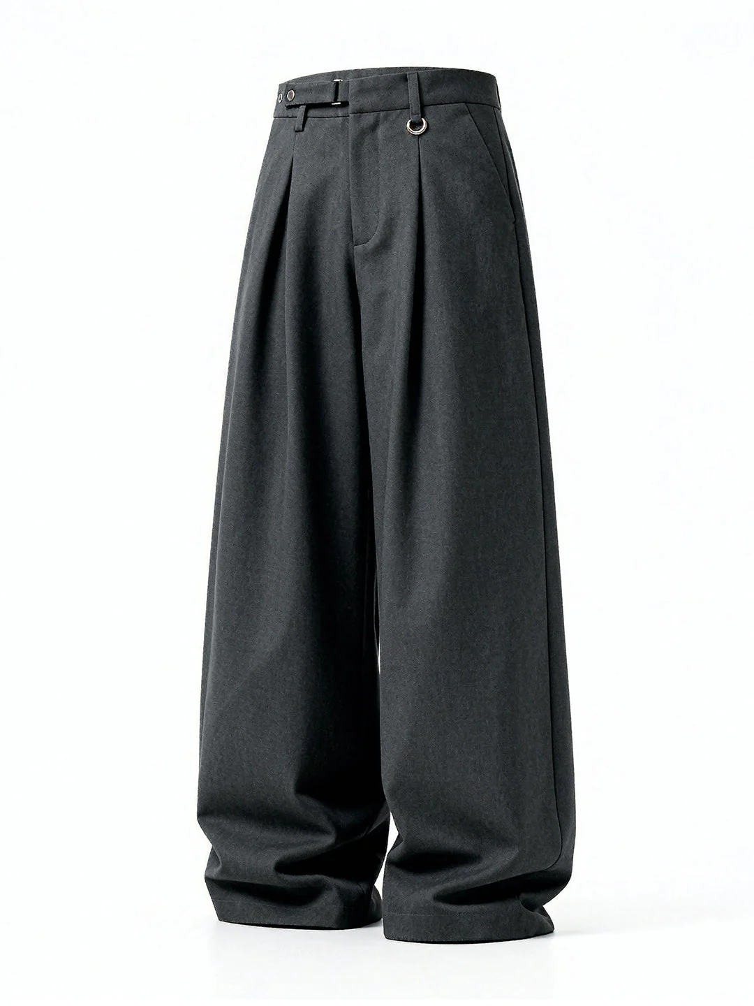 Adjustable Waist Stereo Gathering Straight-fit Dress Pants - Image 3