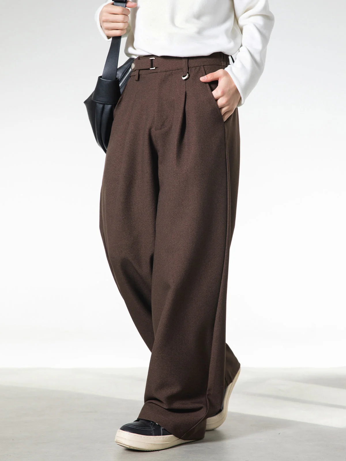 Adjustable Waist Stereo Gathering Straight-fit Dress Pants - Image 4