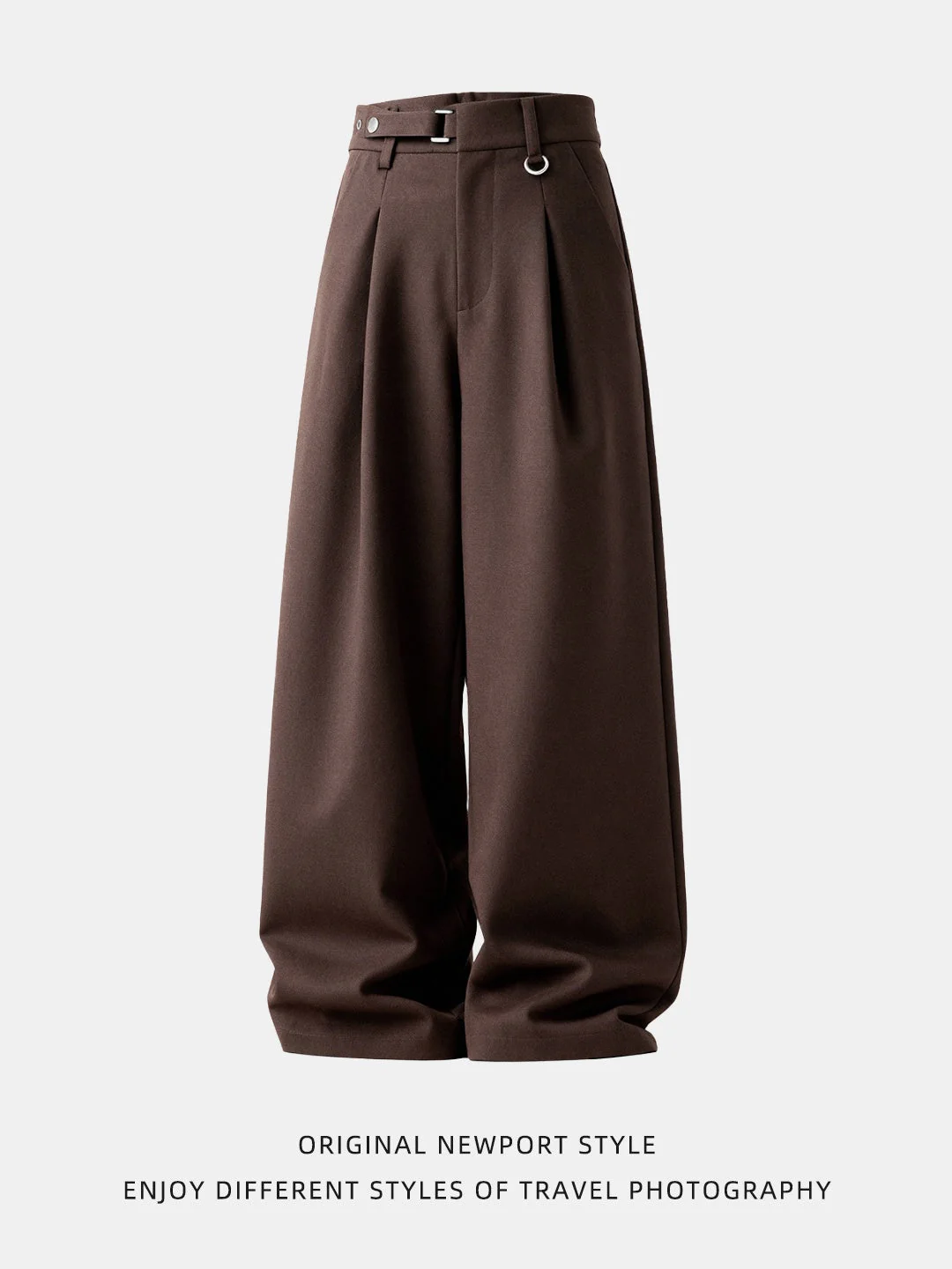 Adjustable Waist Stereo Gathering Straight-fit Dress Pants - Image 6