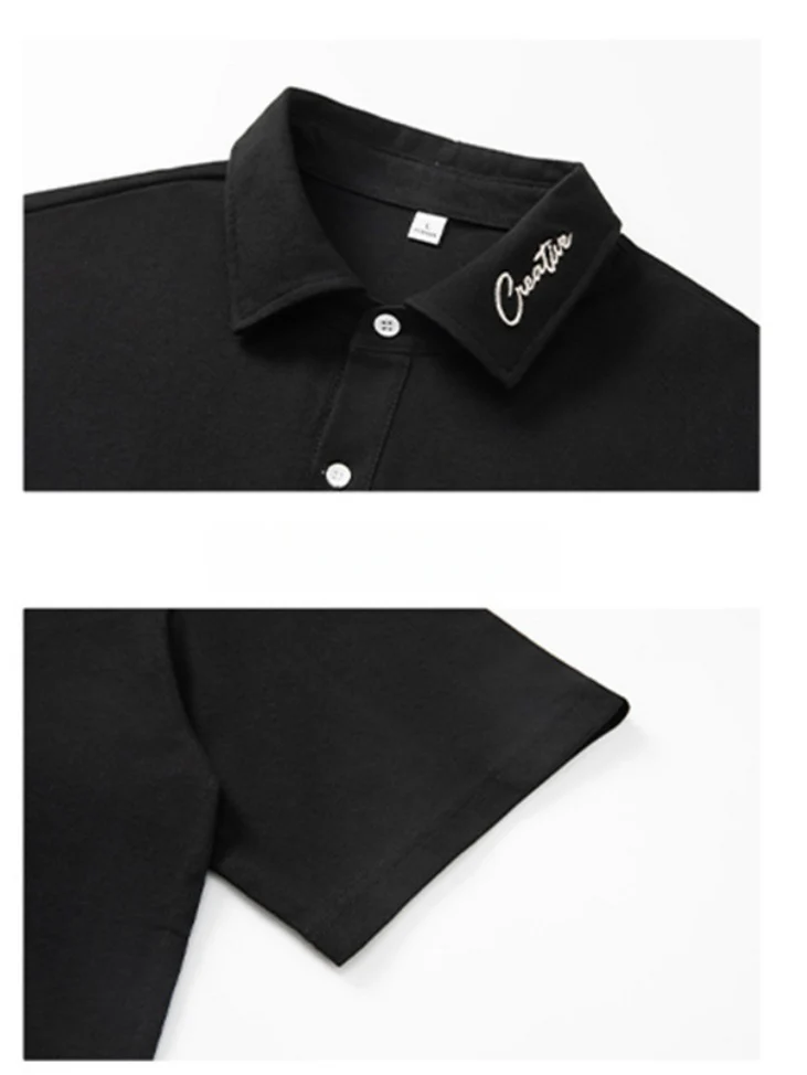 Color-blocked Applique Breathable Polo Shirt - Image 4