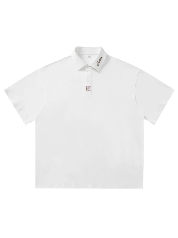 Color-blocked Applique Breathable Polo Shirt - Image 7