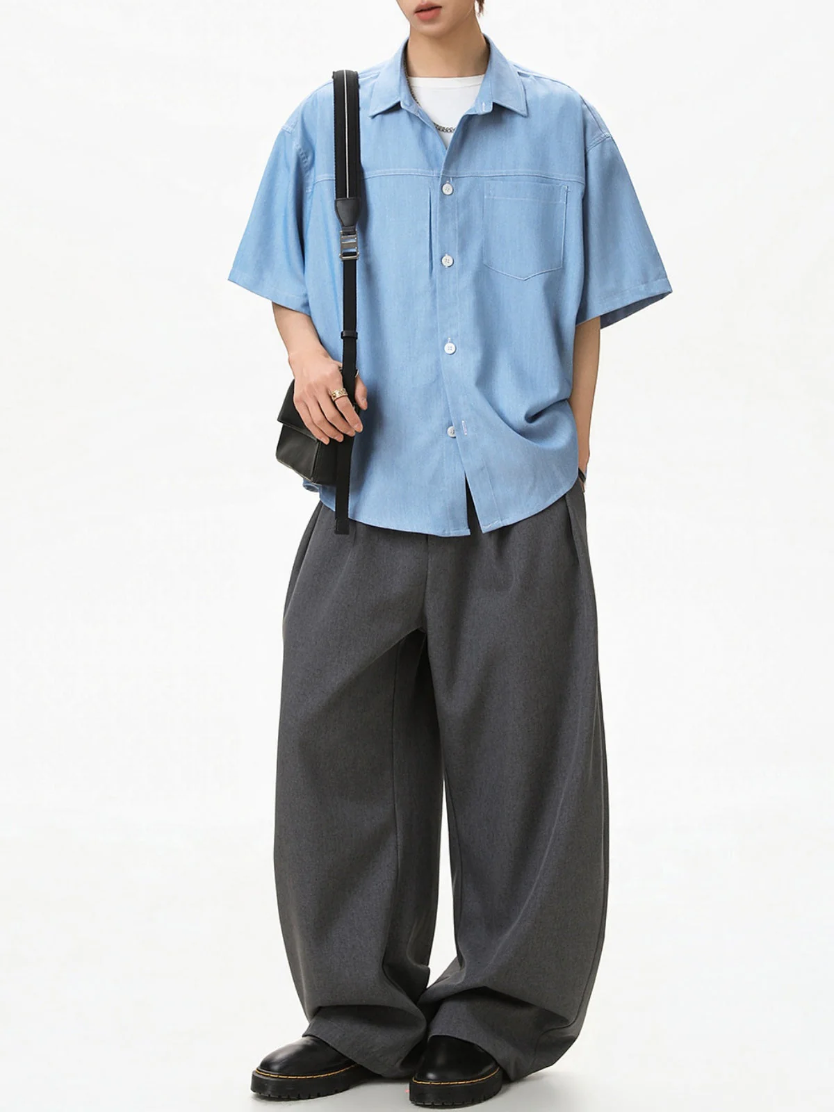 Color-blocked Faux Denim Shirts - Image 2