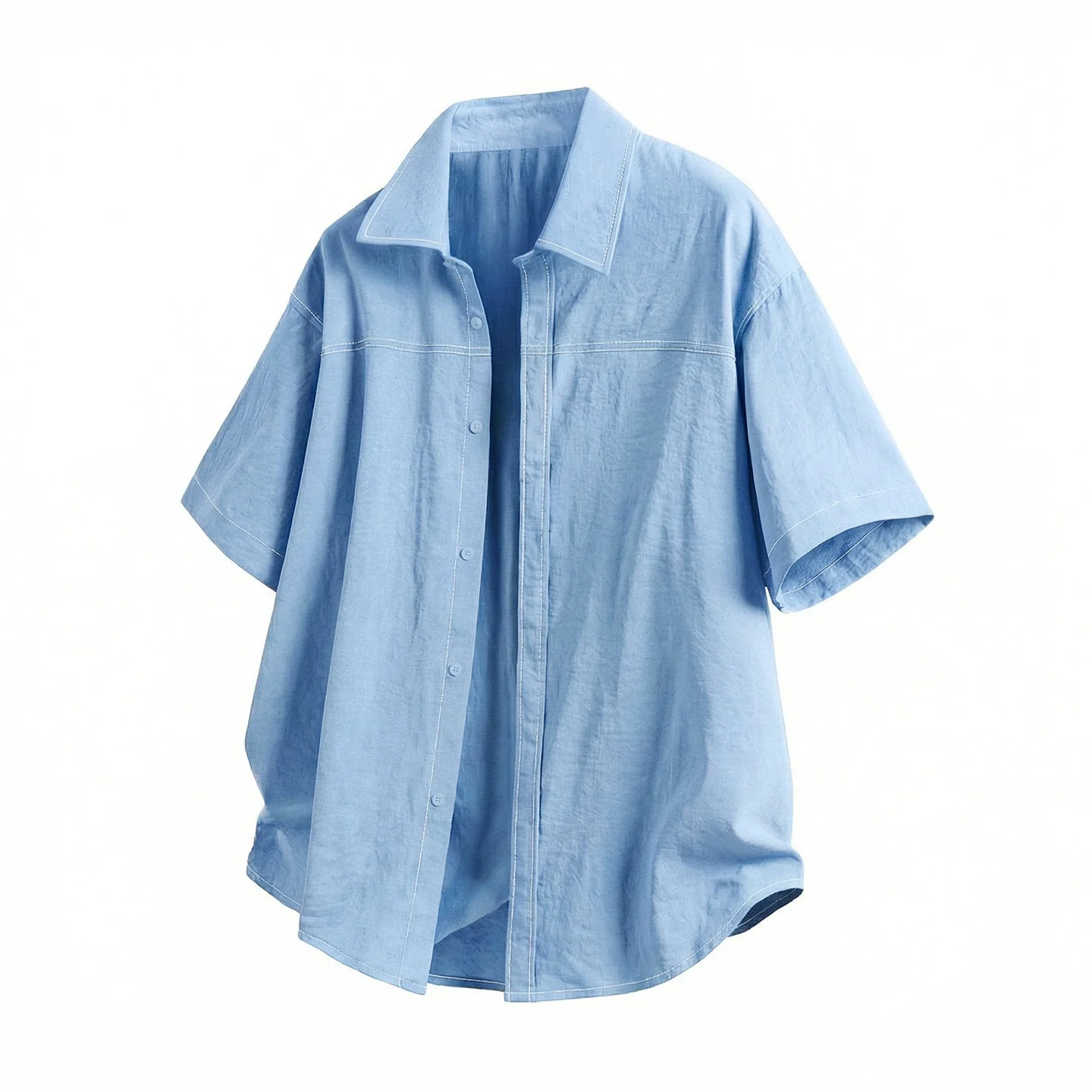 Color-blocked Faux Denim Shirts - Image 3