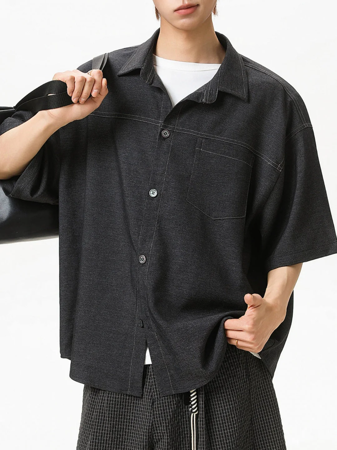 Color-blocked Faux Denim Shirts - Image 7