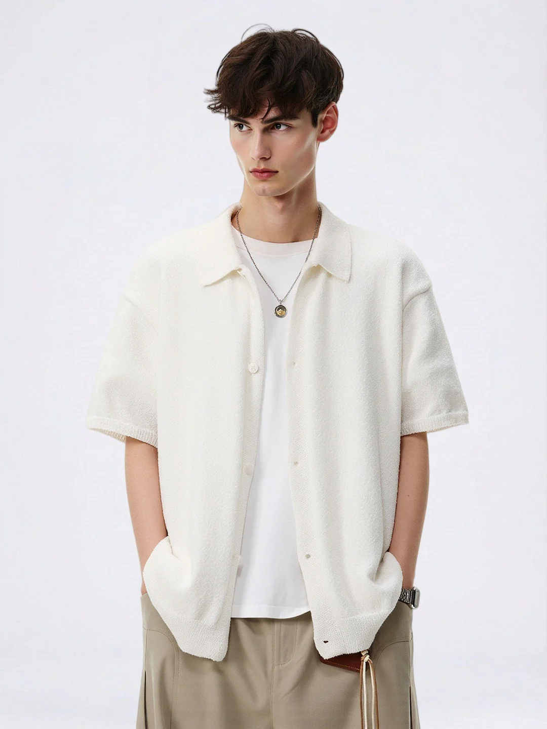 Texture Solid Color Simple Shirts