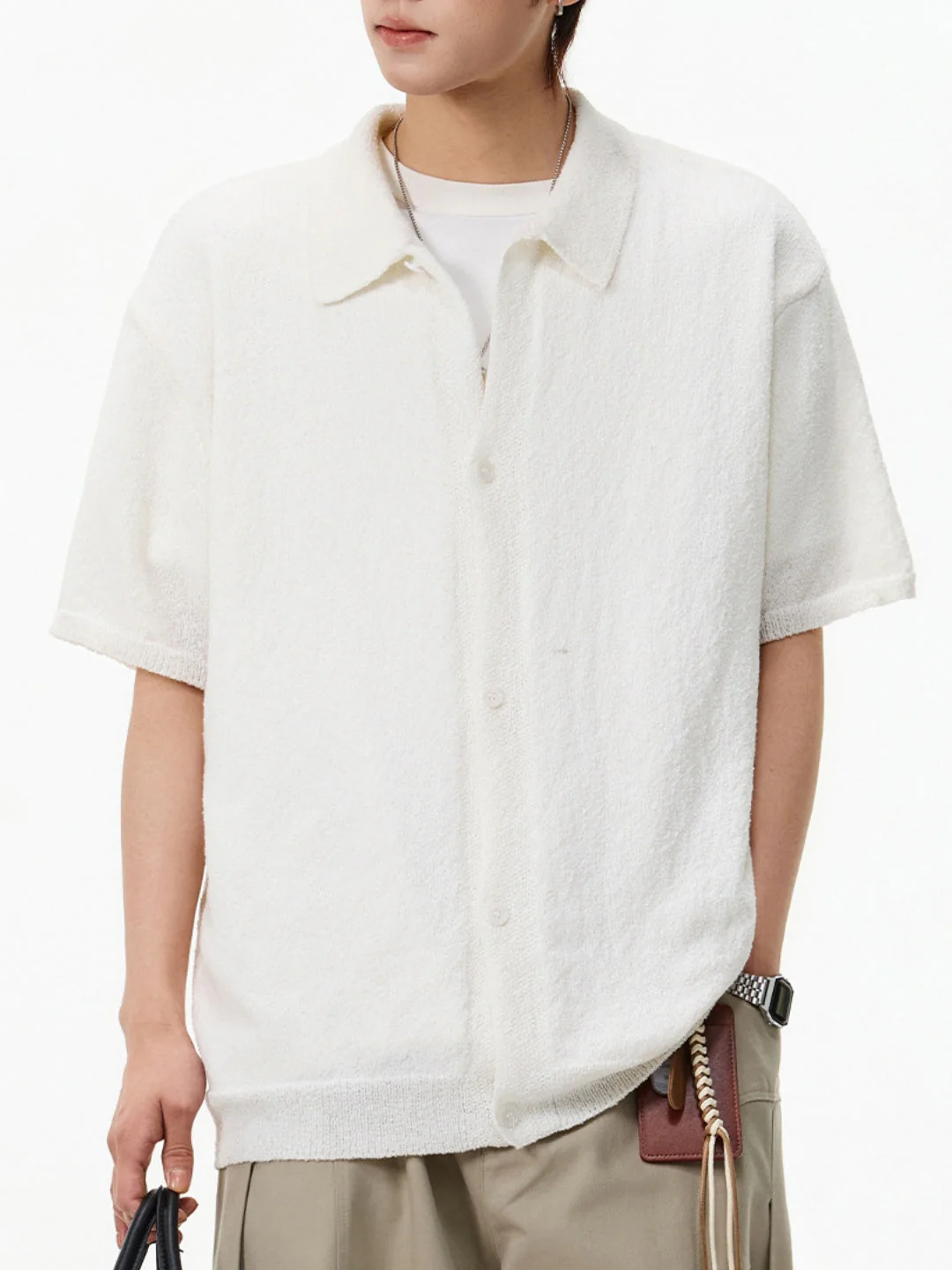 Texture Solid Color Simple Shirts - Image 2