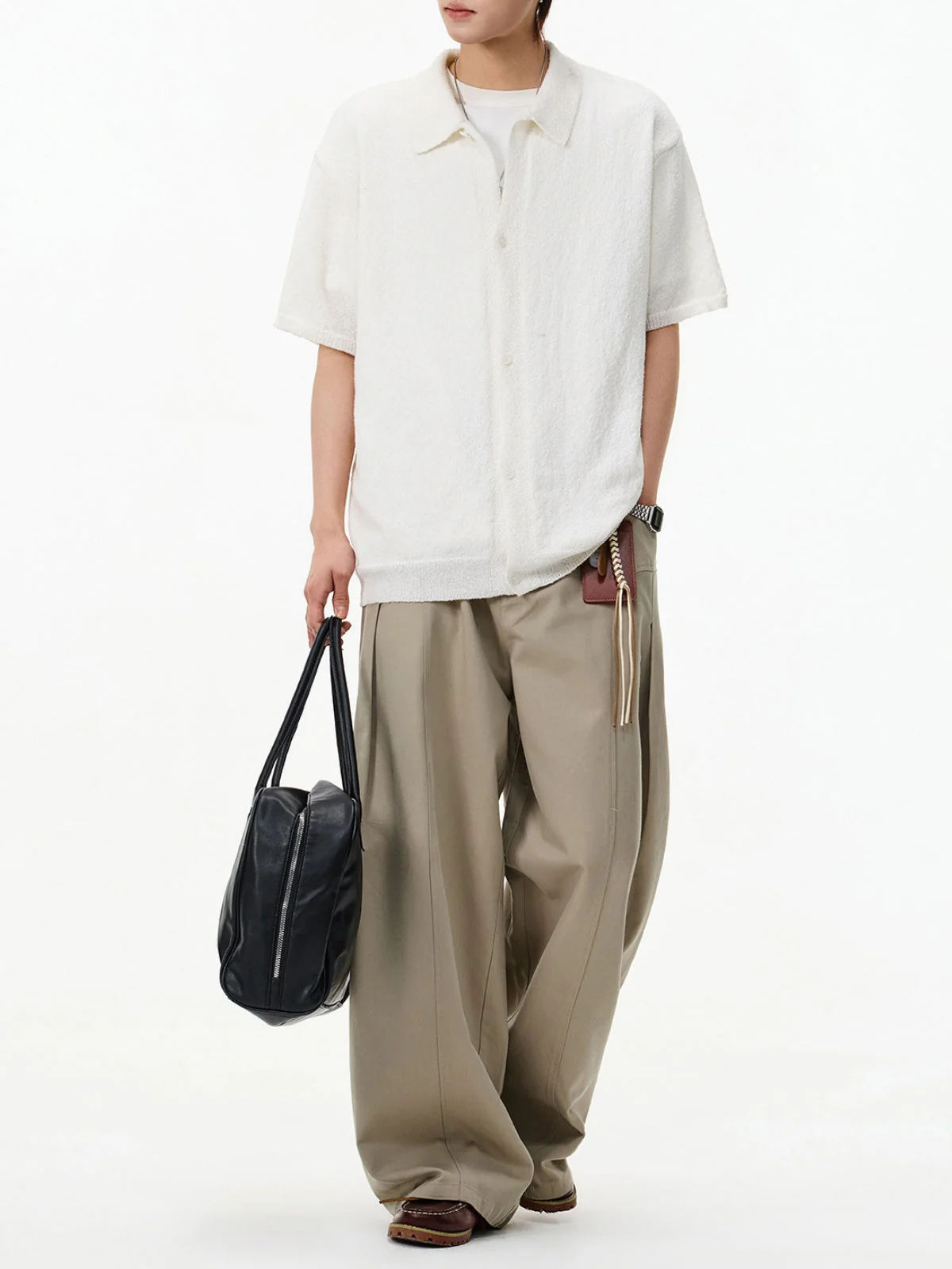Texture Solid Color Simple Shirts - Image 3
