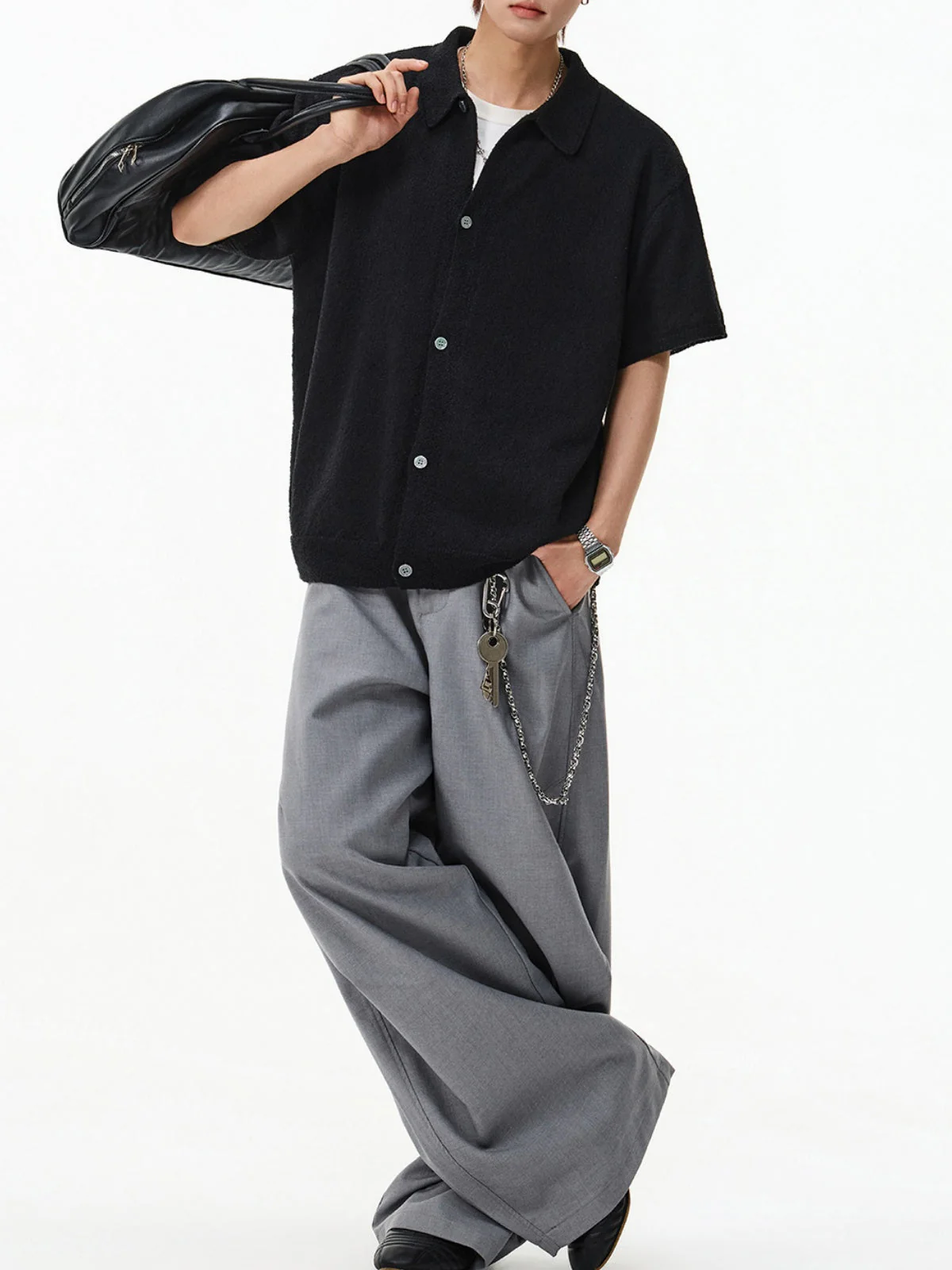 Texture Solid Color Simple Shirts - Image 5