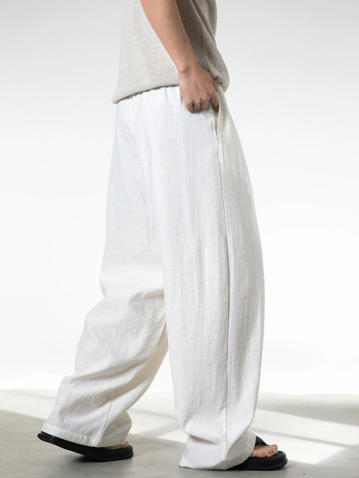 Imitation Cotton And Linen Drape Loose-fit Straight-fit Pants - Image 4