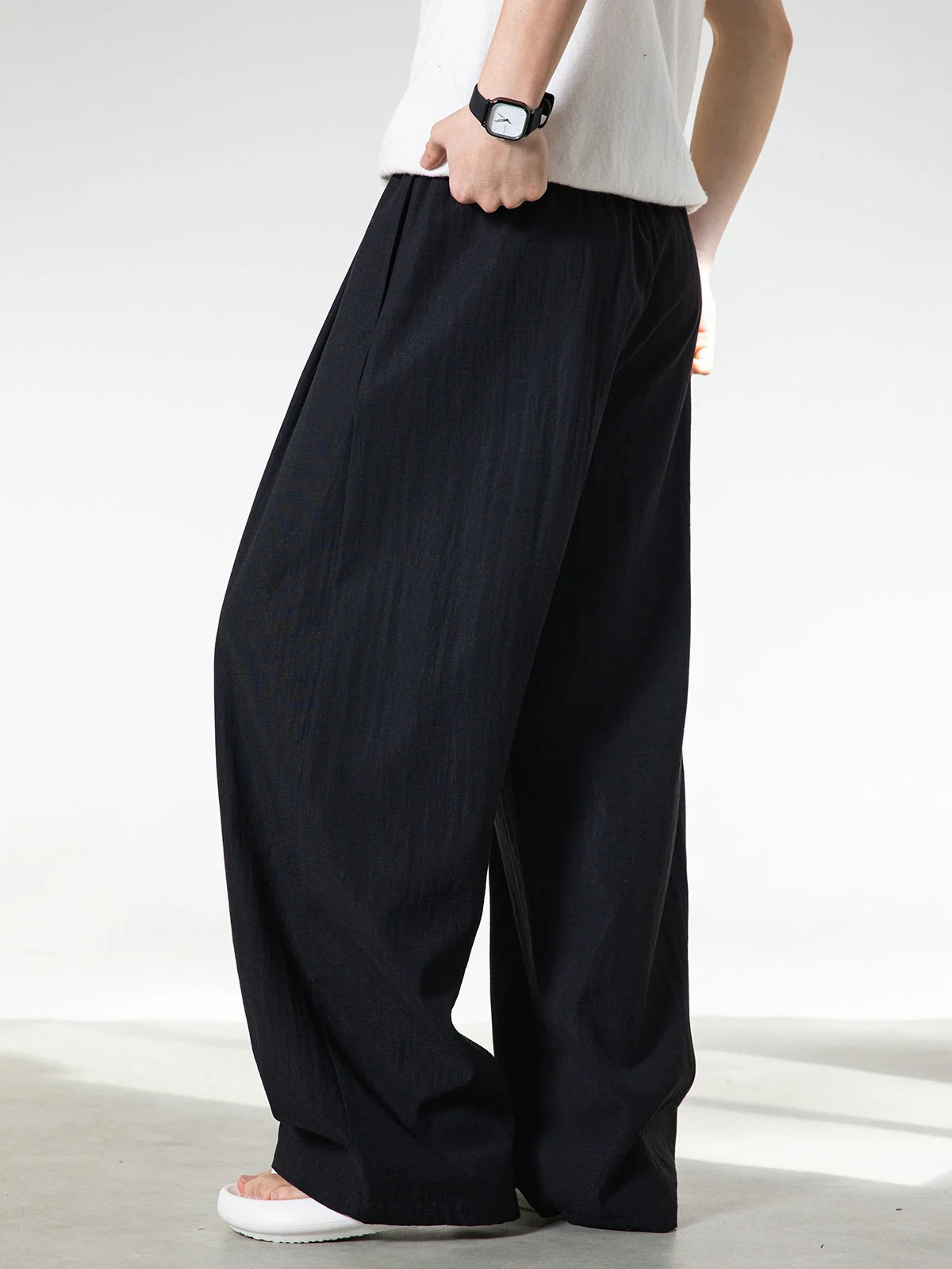 Imitation Cotton And Linen Drape Loose-fit Straight-fit Pants - Image 6